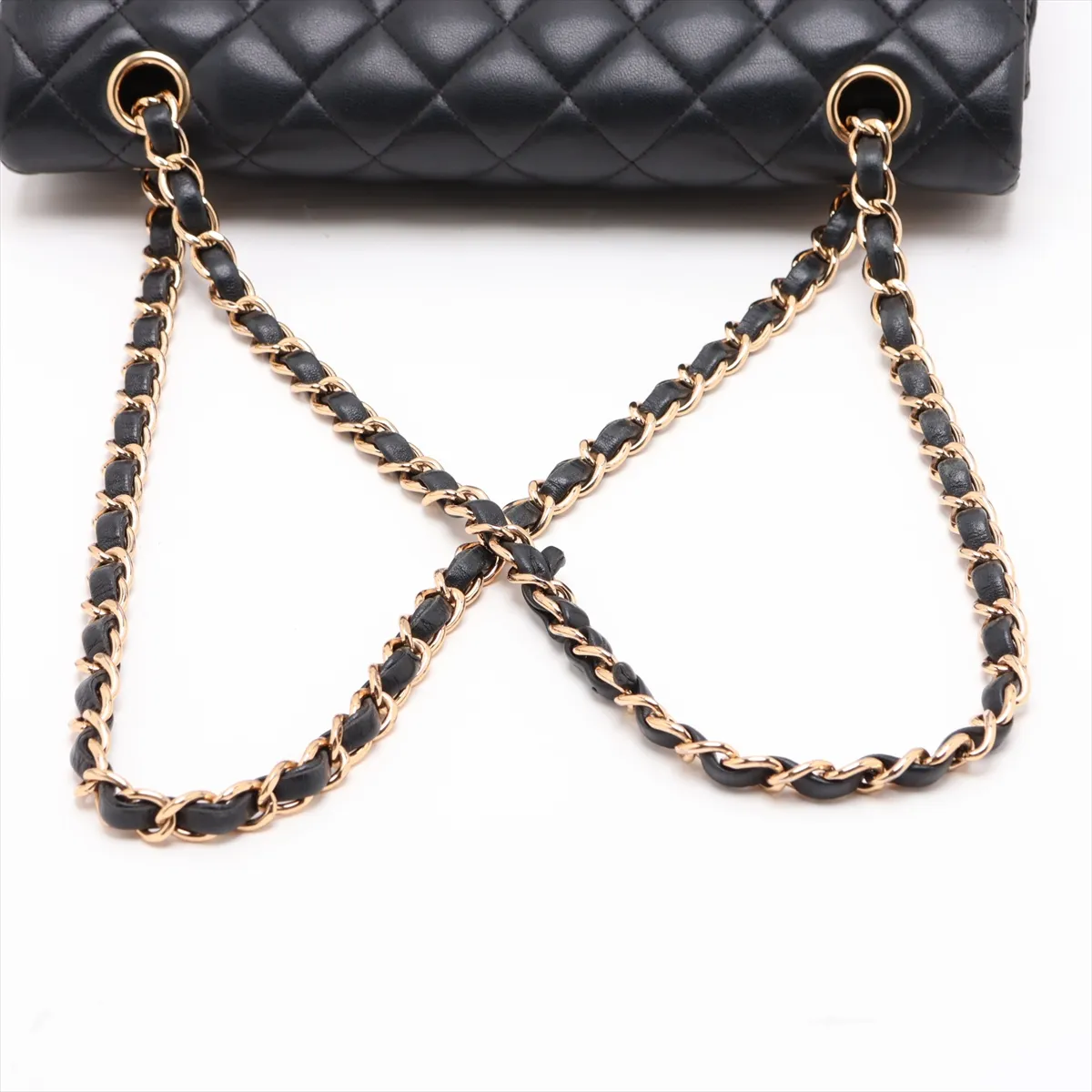 [Individually packaged] Chanel Matelassé 25 Lambskin Double Flap Double Chain Bag, Black with Gold Hardware, 29502603, Serial Number 29, A01112 — view 5