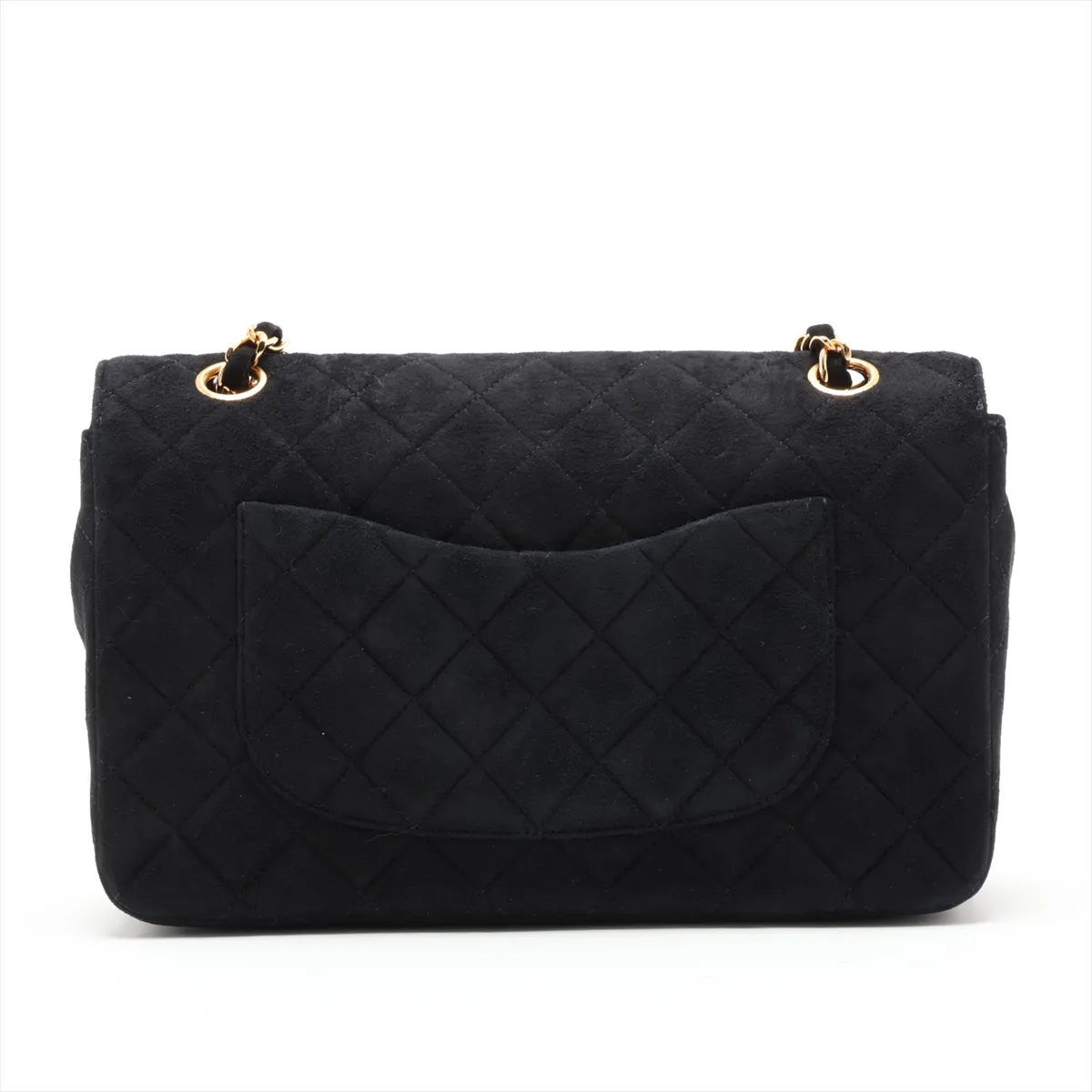 Matelassé 25 Suede Single Flap Double Chain Bag, Black with Gold Hardware, 2154131, Series 2, A01112 — view 2