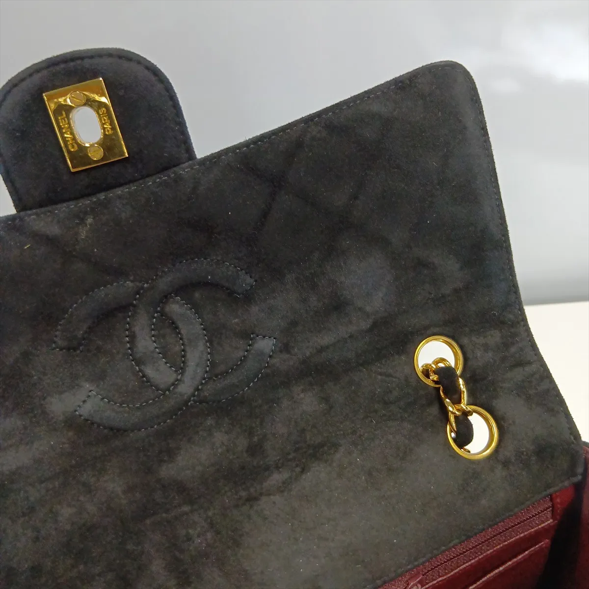 Matelassé 25 Suede Single Flap Double Chain Bag, Black with Gold Hardware, 2154131, Series 2, A01112 — view 14