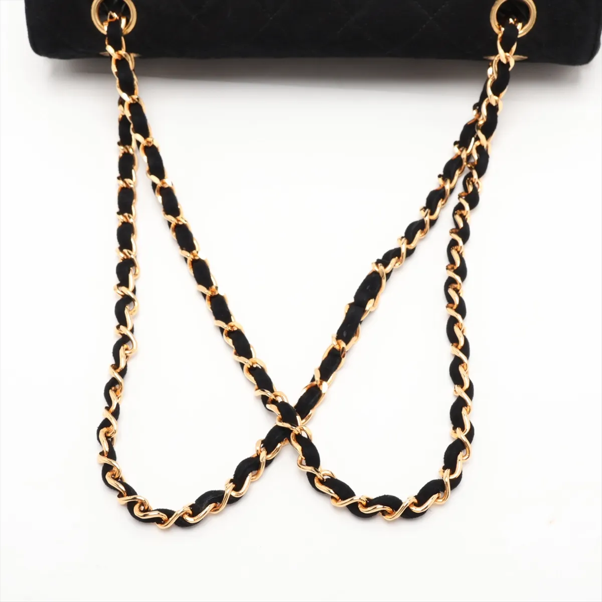Matelassé 25 Suede Single Flap Double Chain Bag, Black with Gold Hardware, 2154131, Series 2, A01112 — view 5