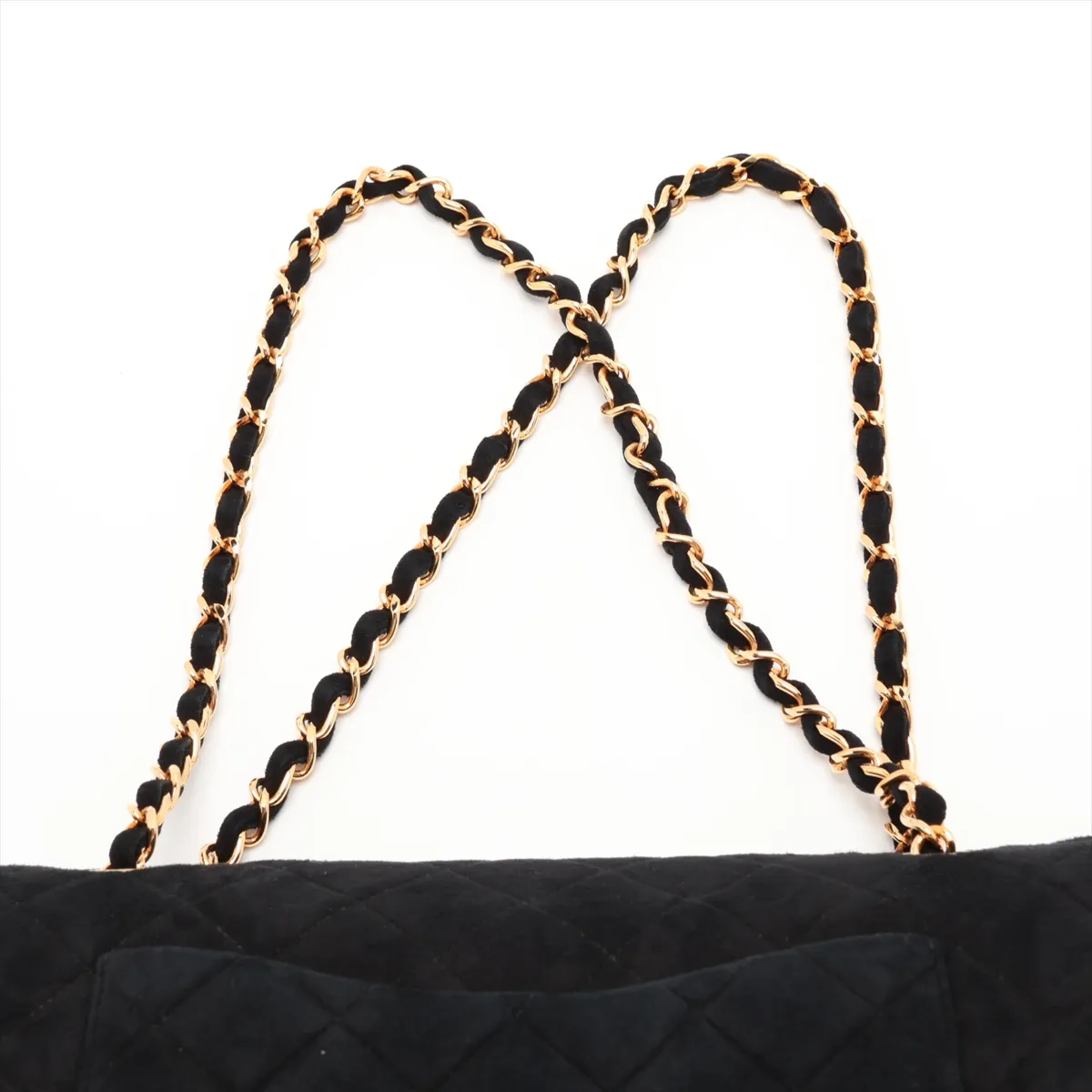 Matelassé 25 Suede Single Flap Double Chain Bag, Black with Gold Hardware, 2154131, Series 2, A01112 — view 6