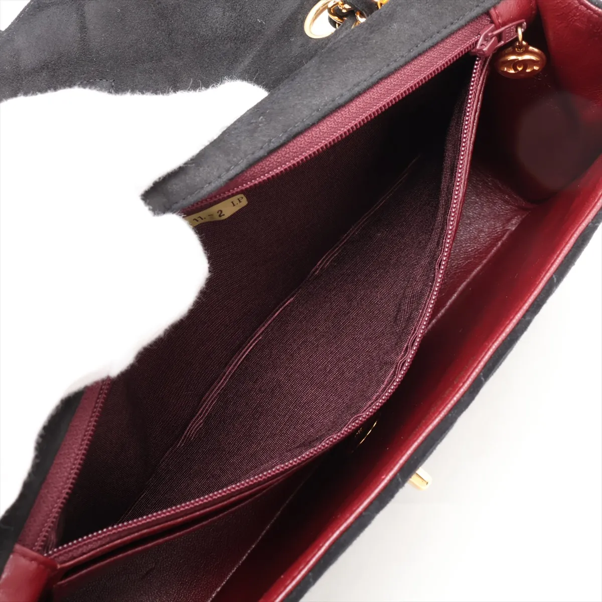 Matelassé 25 Suede Single Flap Double Chain Bag, Black with Gold Hardware, 2154131, Series 2, A01112 — view 8