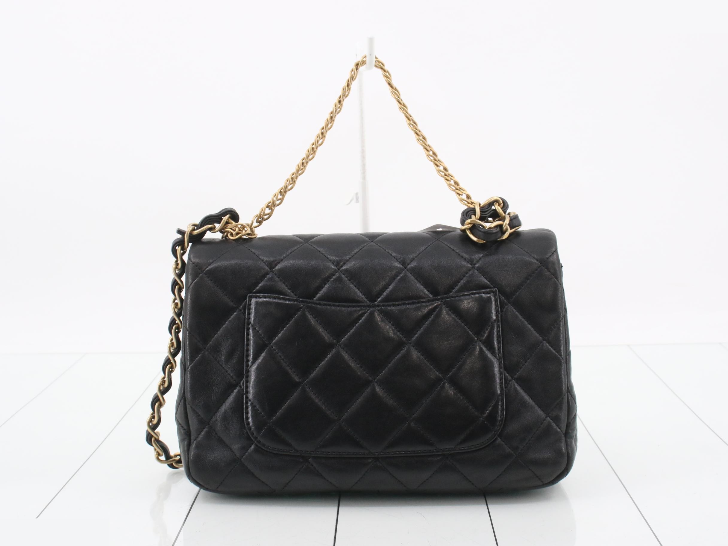 Matelassé Black Chain Shoulder Bag — view 2