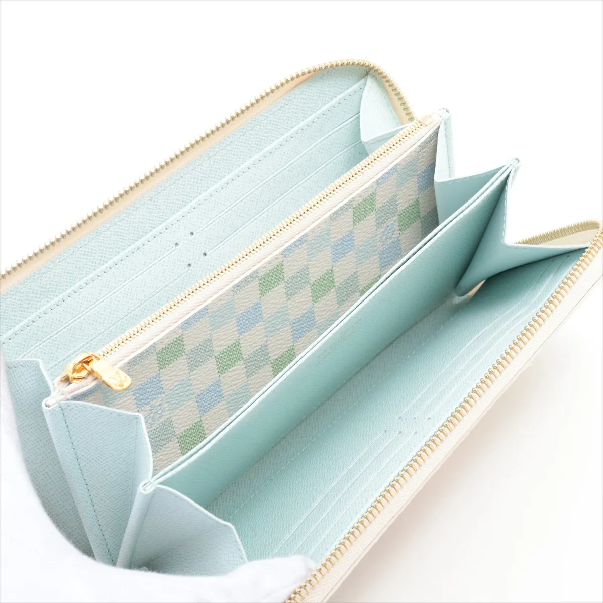 Autre Toile Damier Zippy Wallet N40748 Pistachio Green Round Zip Wallet (RFID detected) — view 3