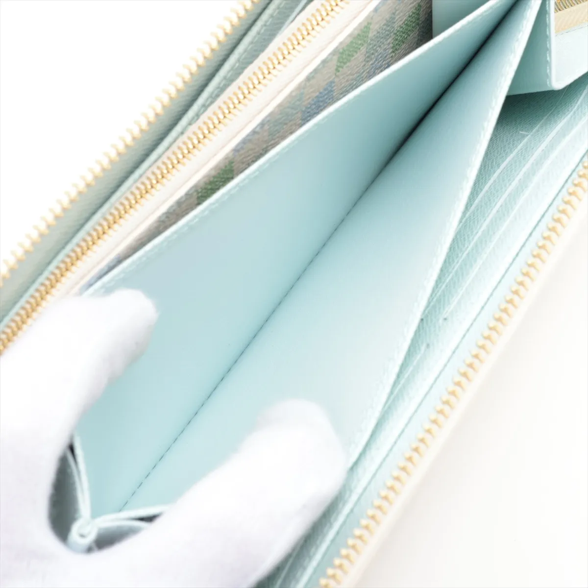 Autre Toile Damier Zippy Wallet N40748 Pistachio Green Round Zip Wallet (RFID detected) — view 7
