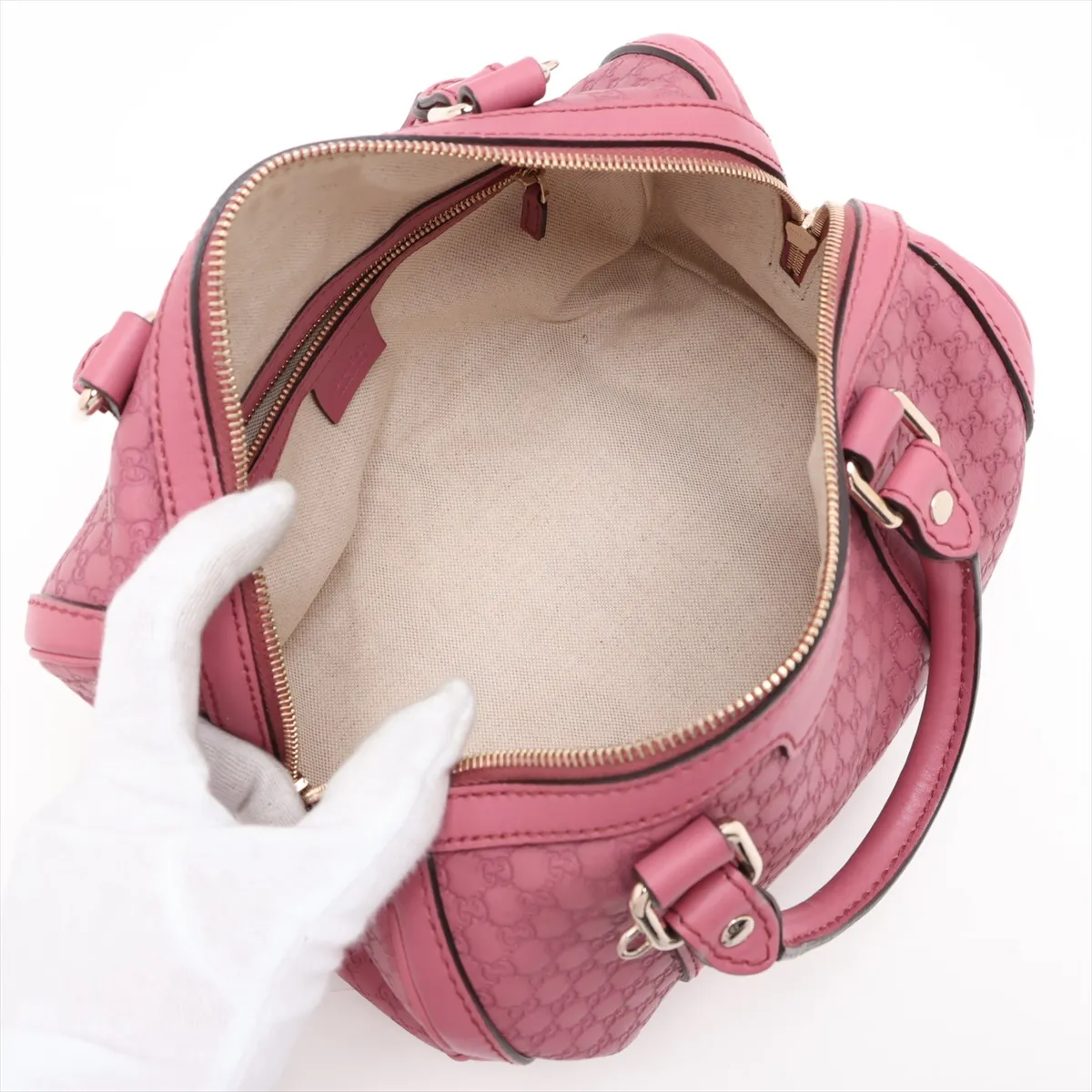 Microguccissima 269876 Leather 2-Way Handbag Pink — view 8