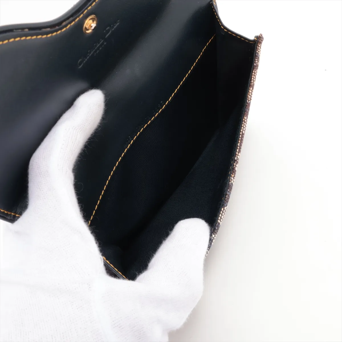 Saddle Oblique Canvas x Leather Mini Pouch Navy — view 4