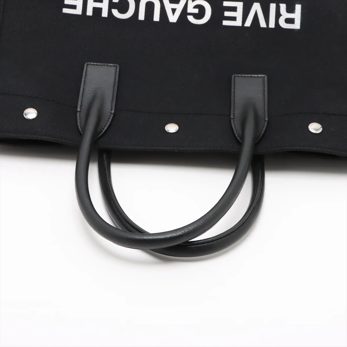 Rive Gauche Canvas x Leather Tote Bag Black 632539 — view 5