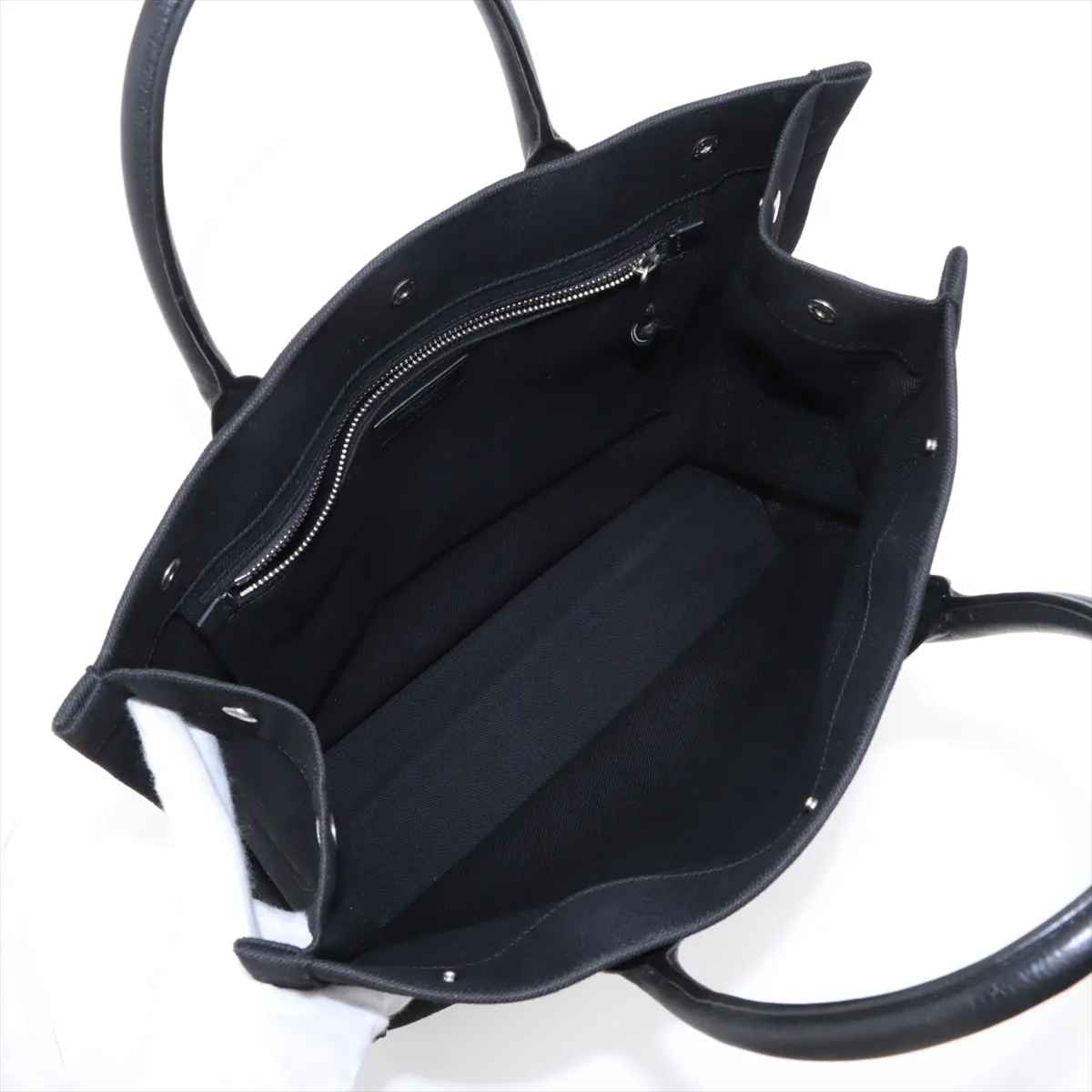 Rive Gauche Canvas x Leather Tote Bag Black 632539 — view 7