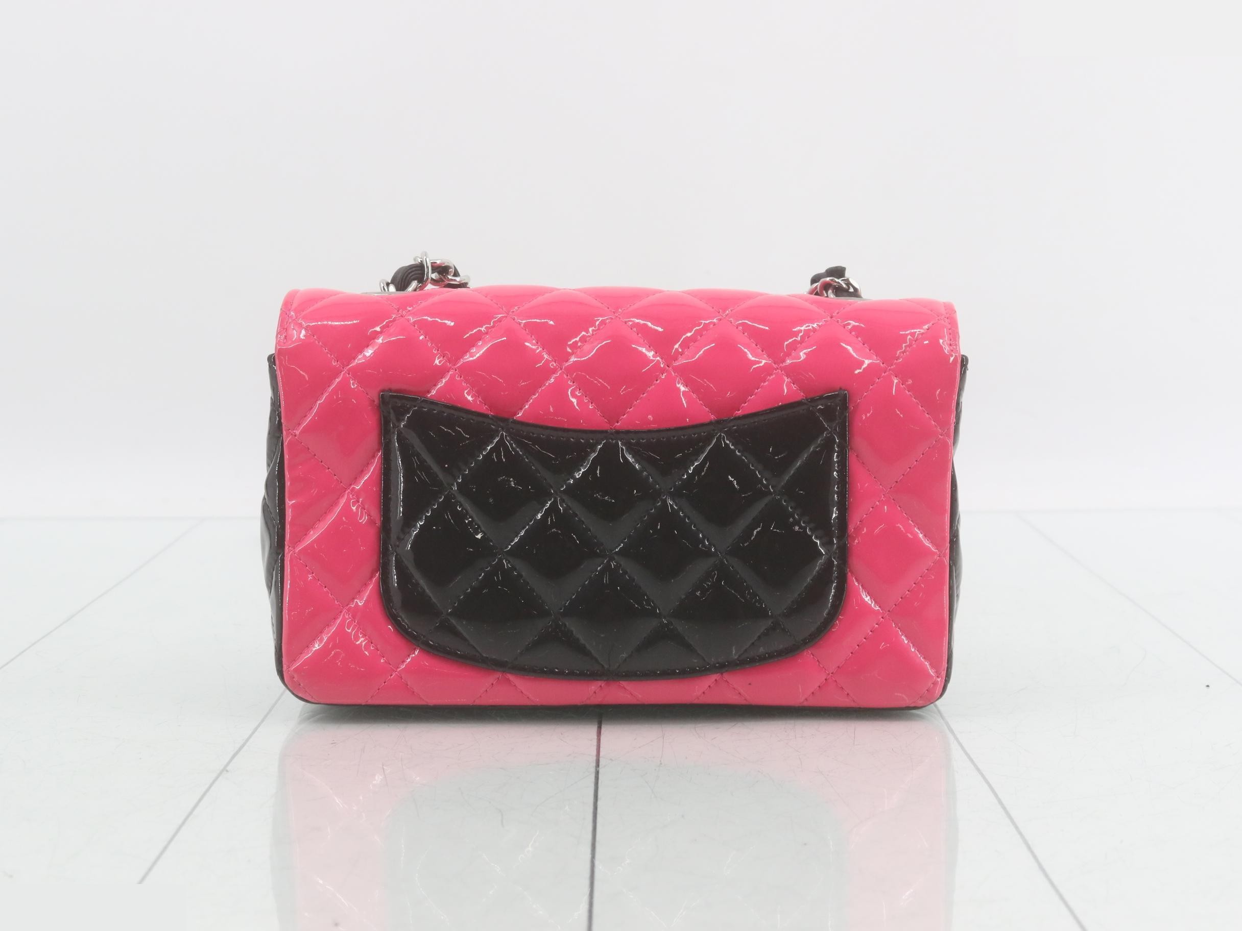 Two-tone enamel mini matelassé shoulder bag — view 2