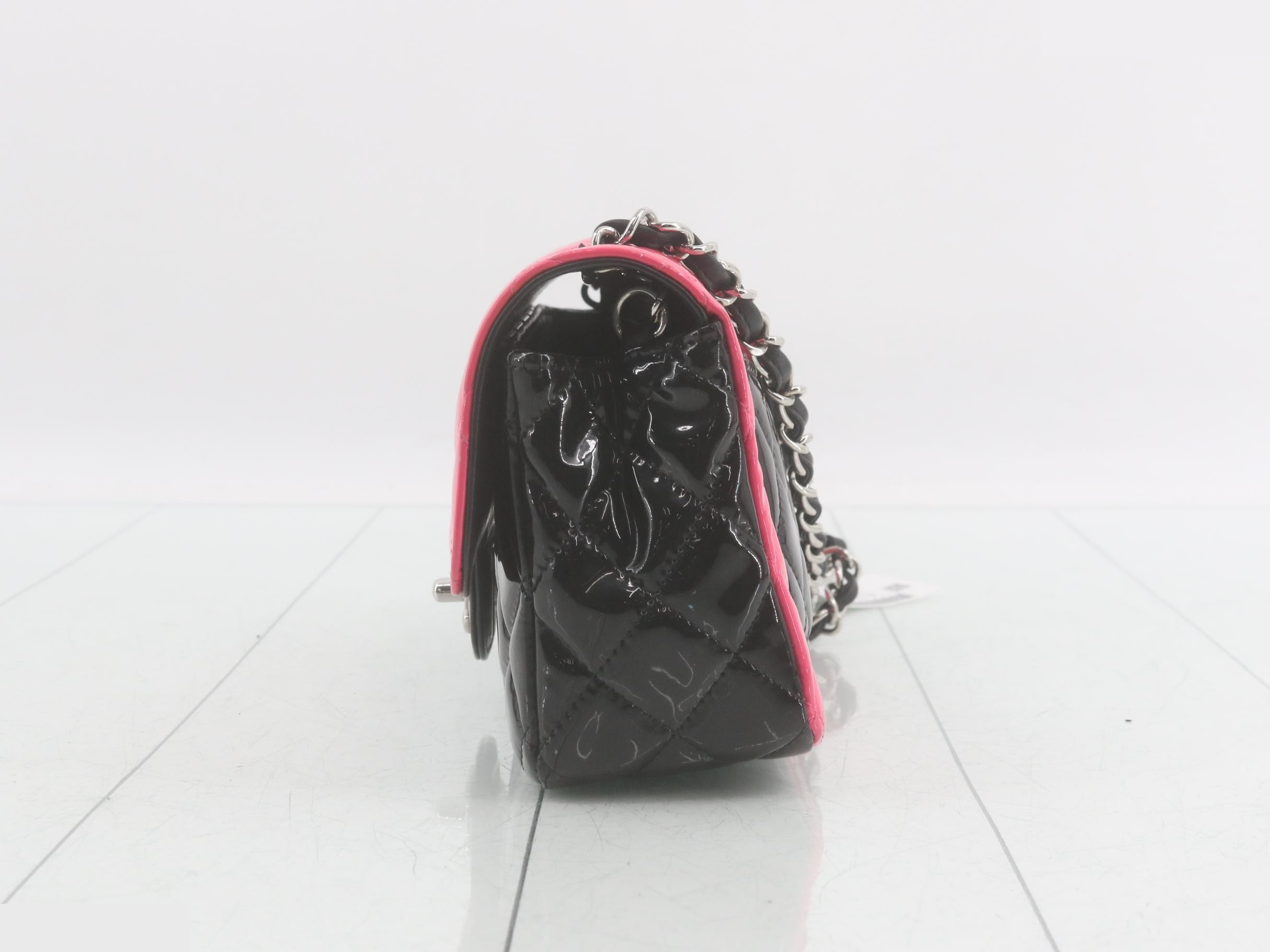 Two-tone enamel mini matelassé shoulder bag — view 3