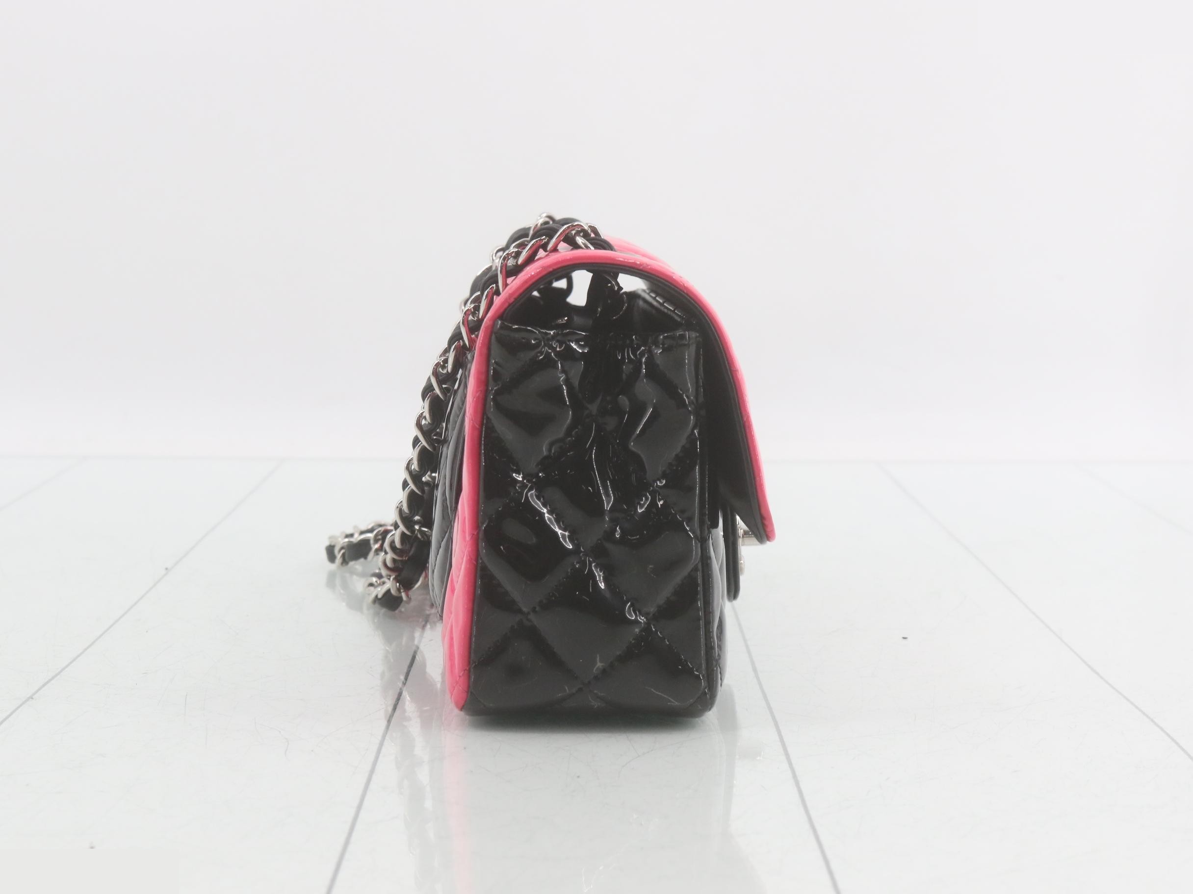Two-tone enamel mini matelassé shoulder bag — view 4
