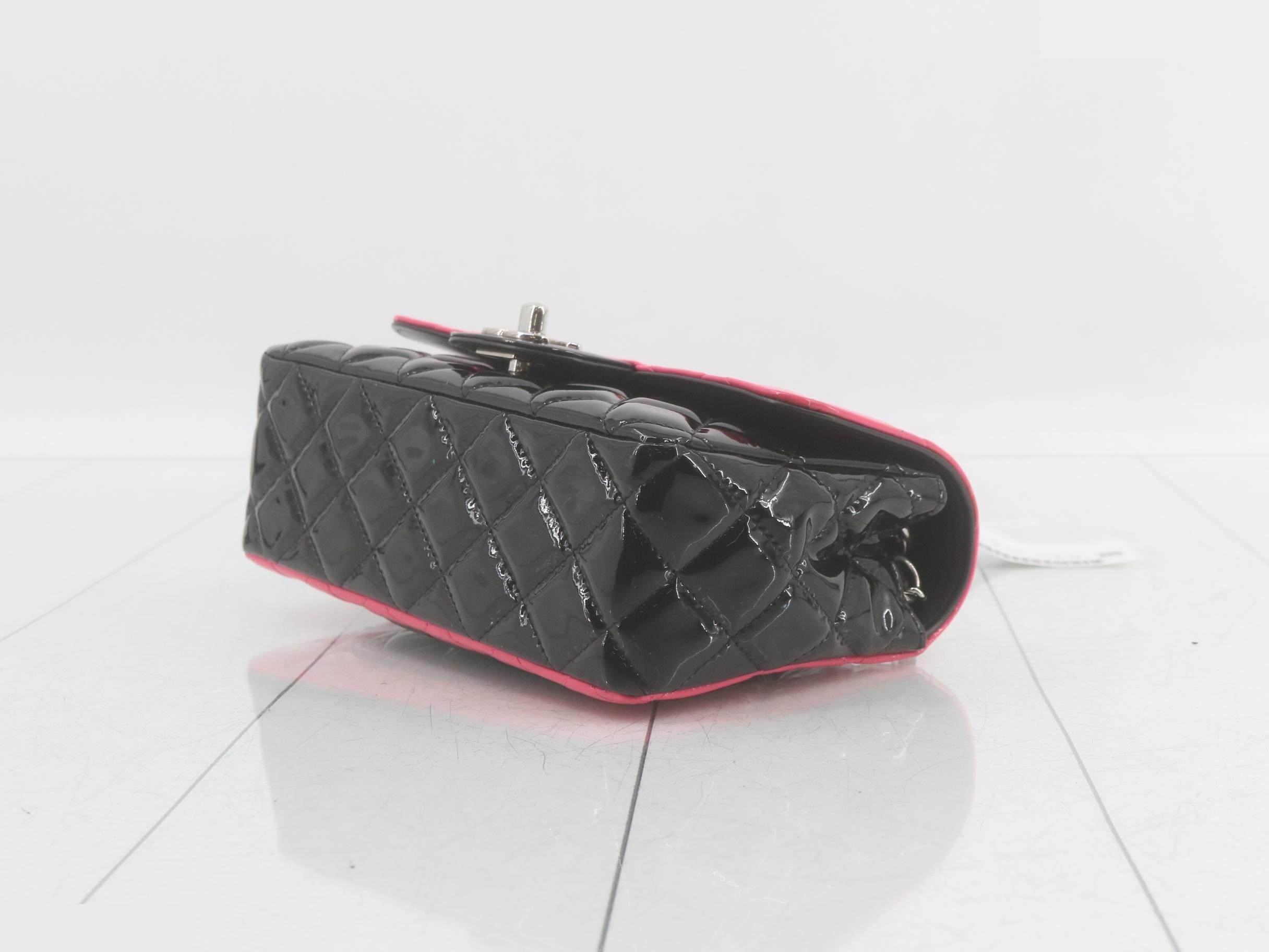 Two-tone enamel mini matelassé shoulder bag — view 6