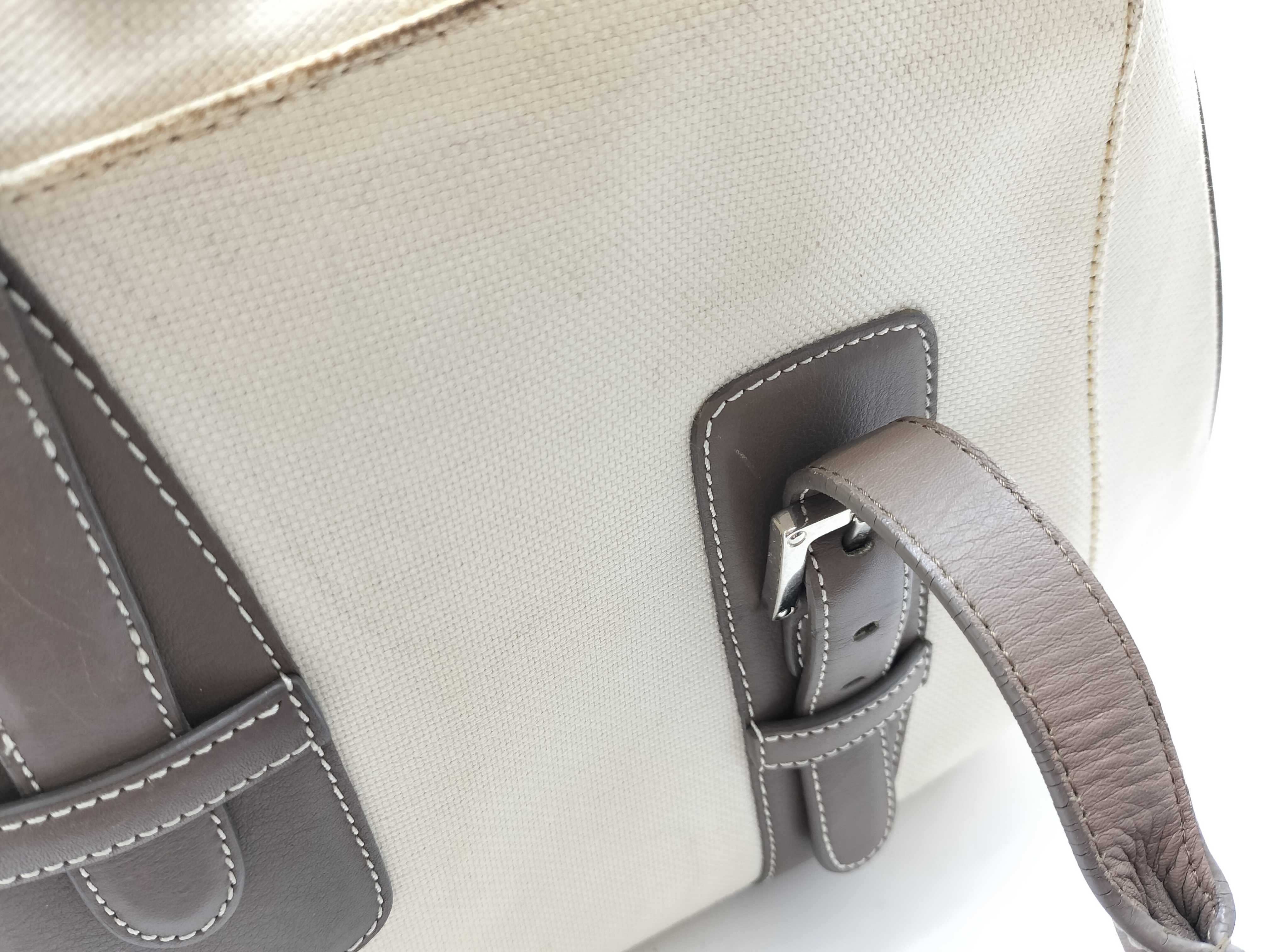 Senda Handbag, Leather & Canvas, Beige & Brown — view 12