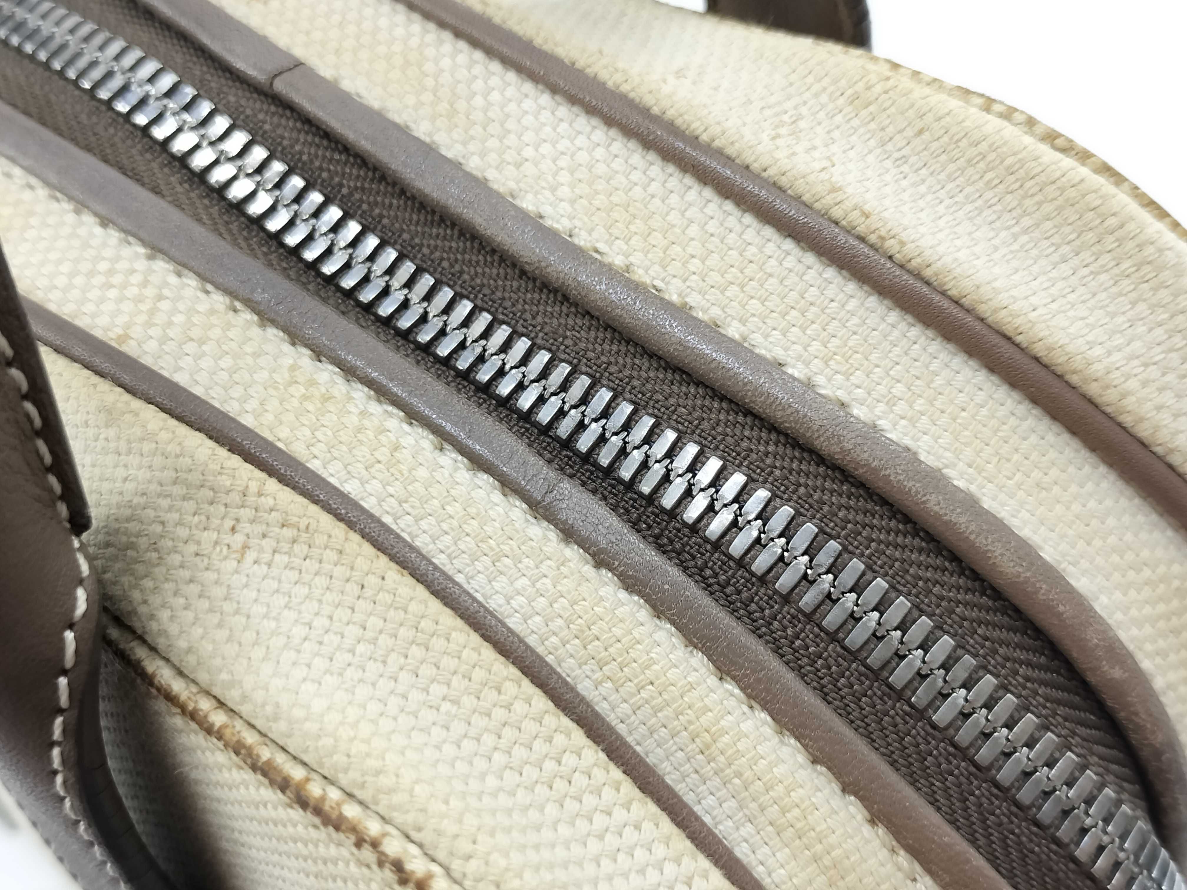 Senda Handbag, Leather & Canvas, Beige & Brown — view 6