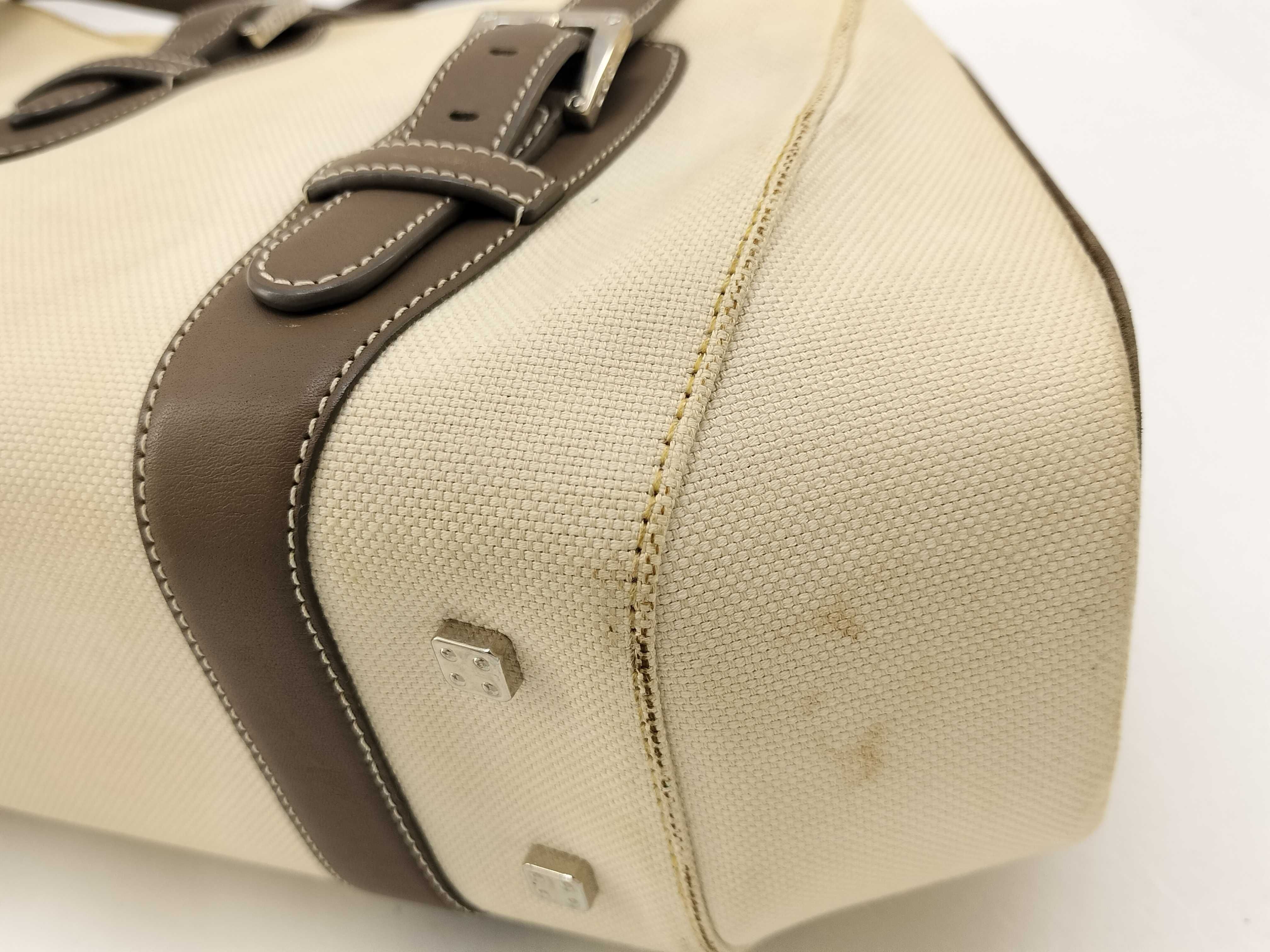 Senda Handbag, Leather & Canvas, Beige & Brown — view 9