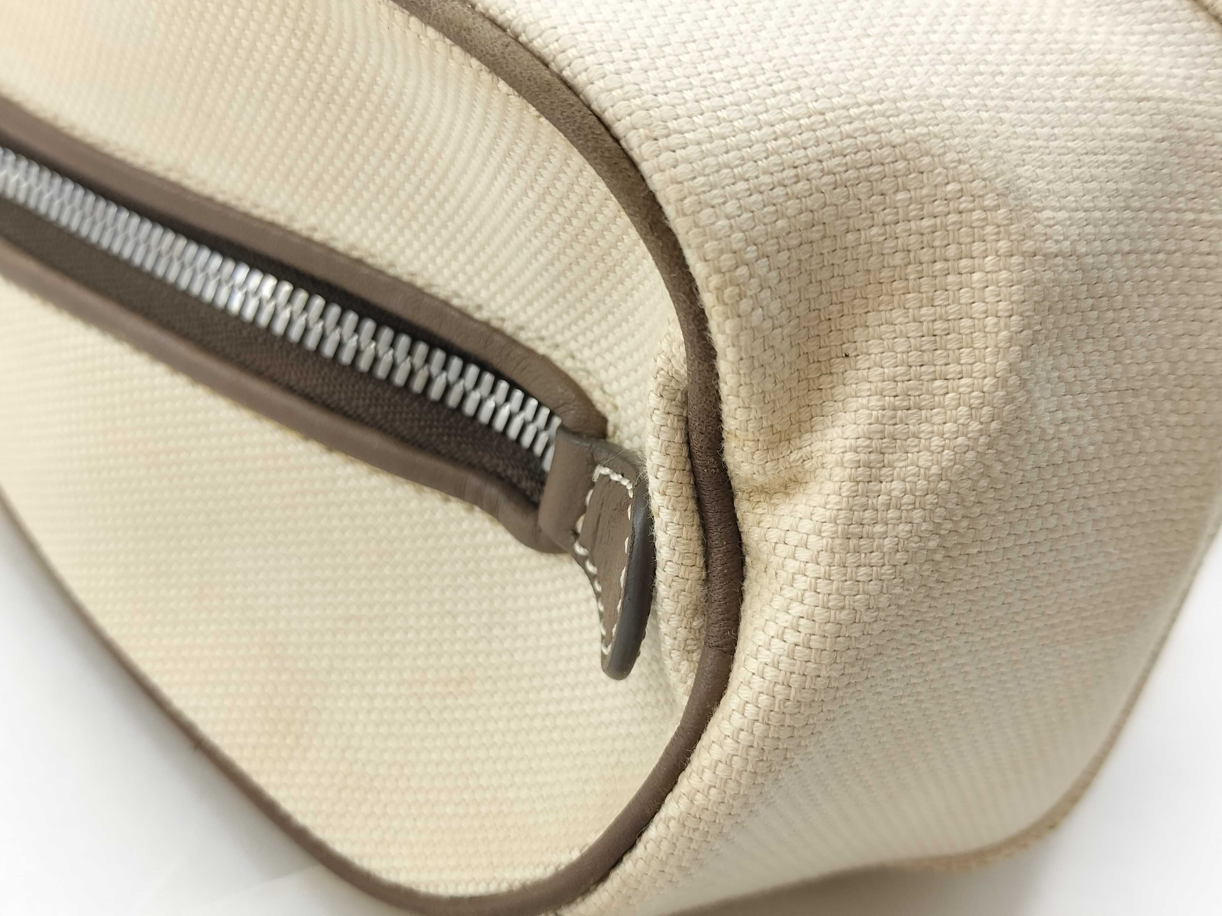Senda Handbag, Leather & Canvas, Beige & Brown — view 10