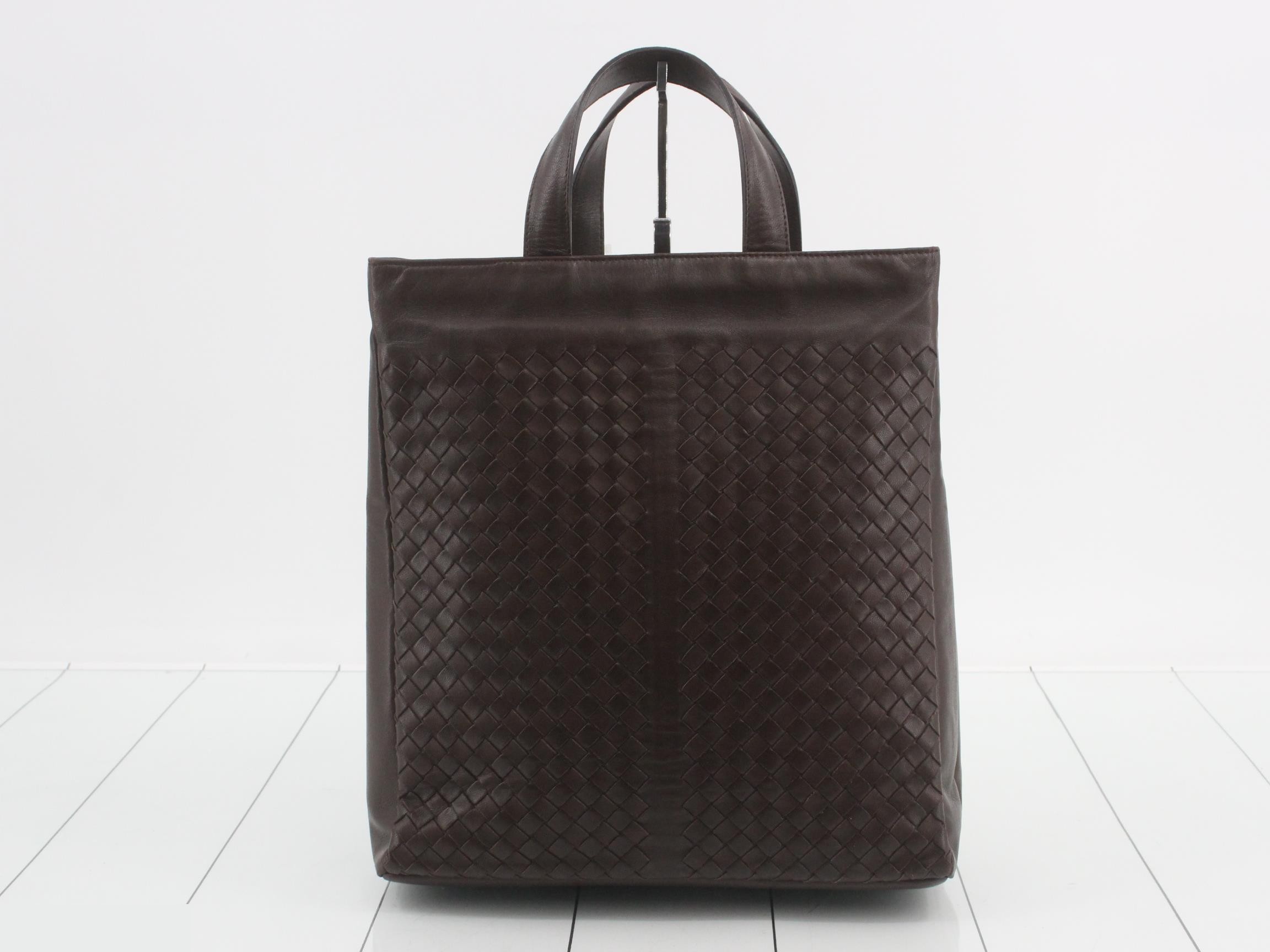 Intrecciato tote bag, leather, brown — view 2