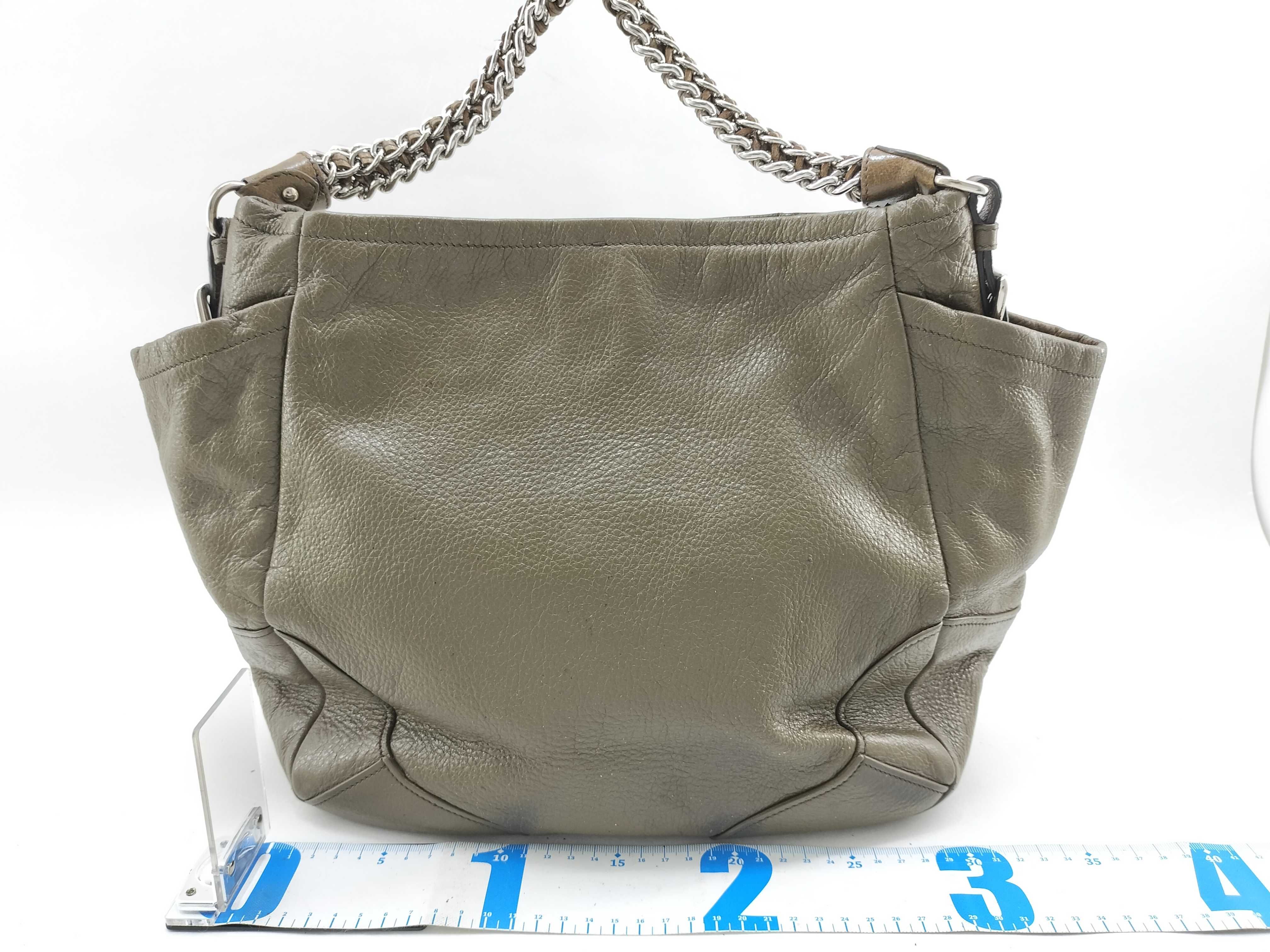 Cervone Leather Chain Tote Shoulder Bag Khaki BR3811 Handbag — view 2