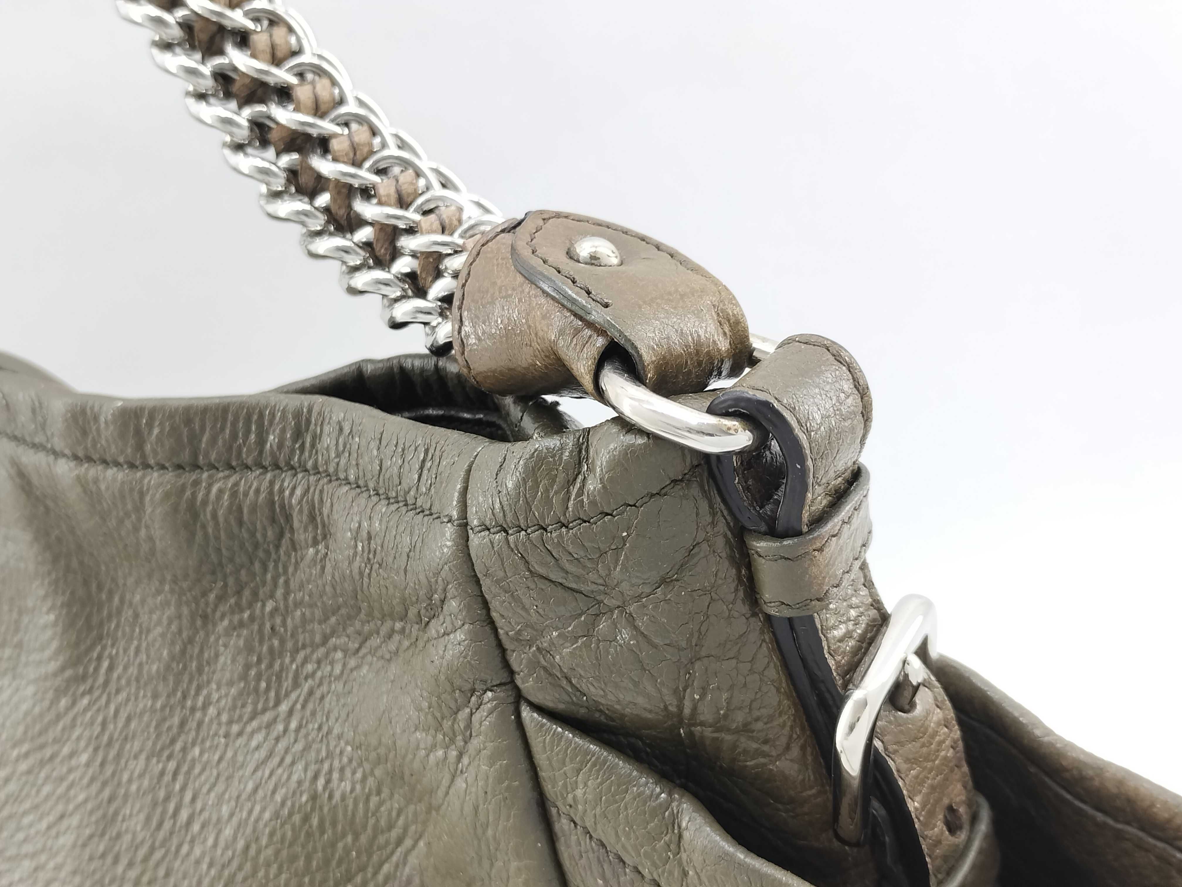Cervone Leather Chain Tote Shoulder Bag Khaki BR3811 Handbag — view 3