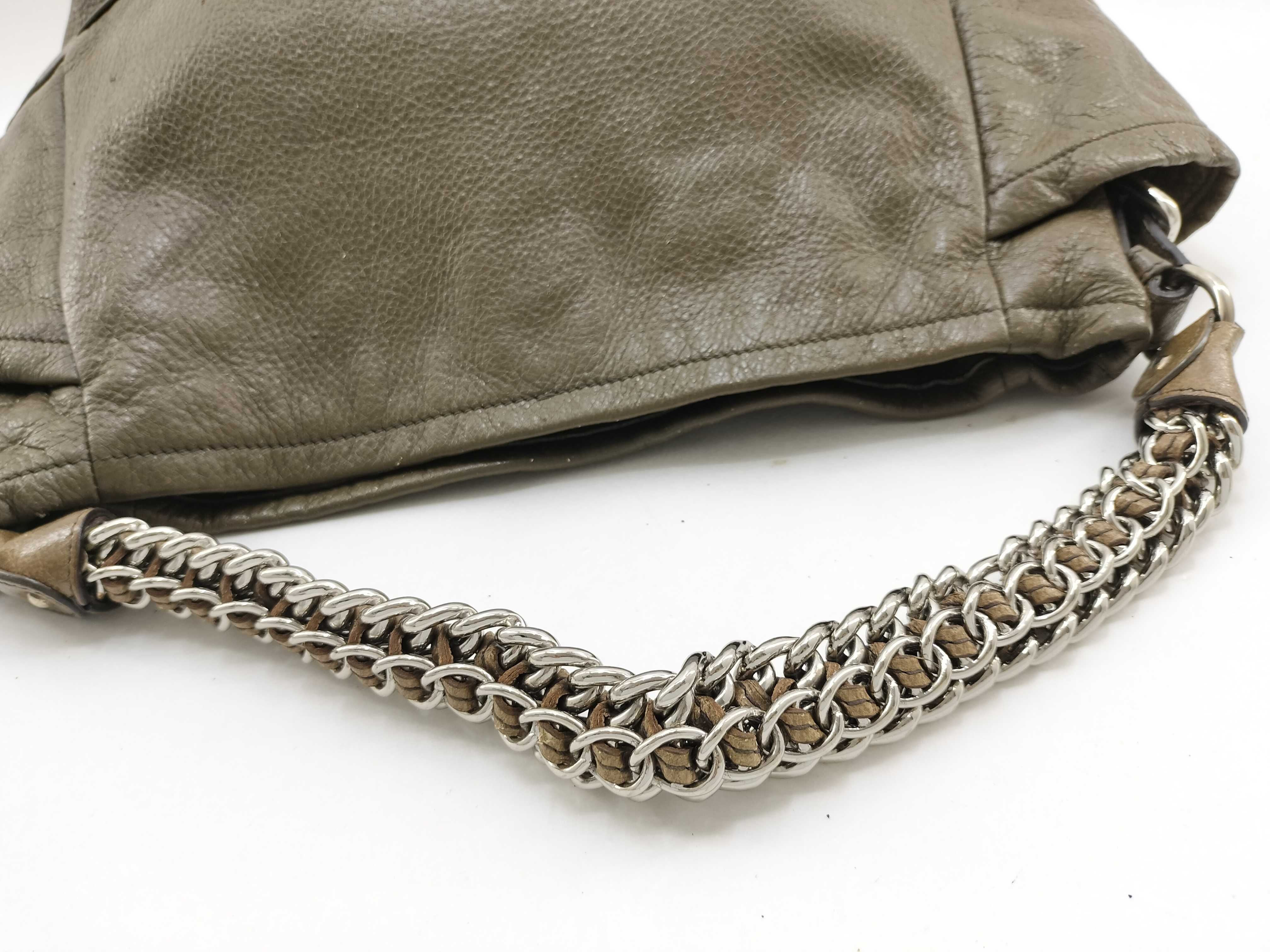 Cervone Leather Chain Tote Shoulder Bag Khaki BR3811 Handbag — view 9