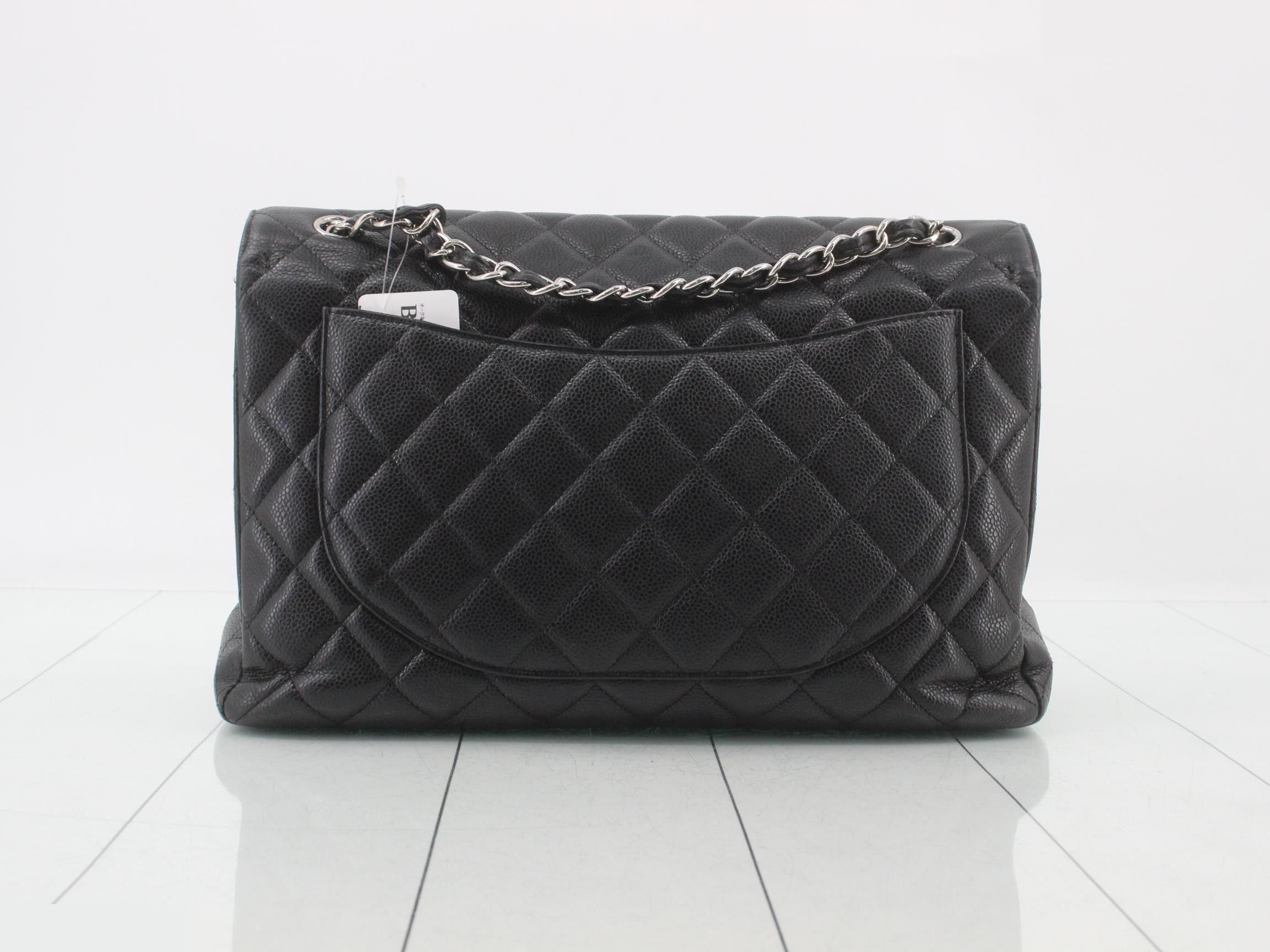 Matelassé 34 Single Flap Caviar Leather Black Silver Hardware — view 2