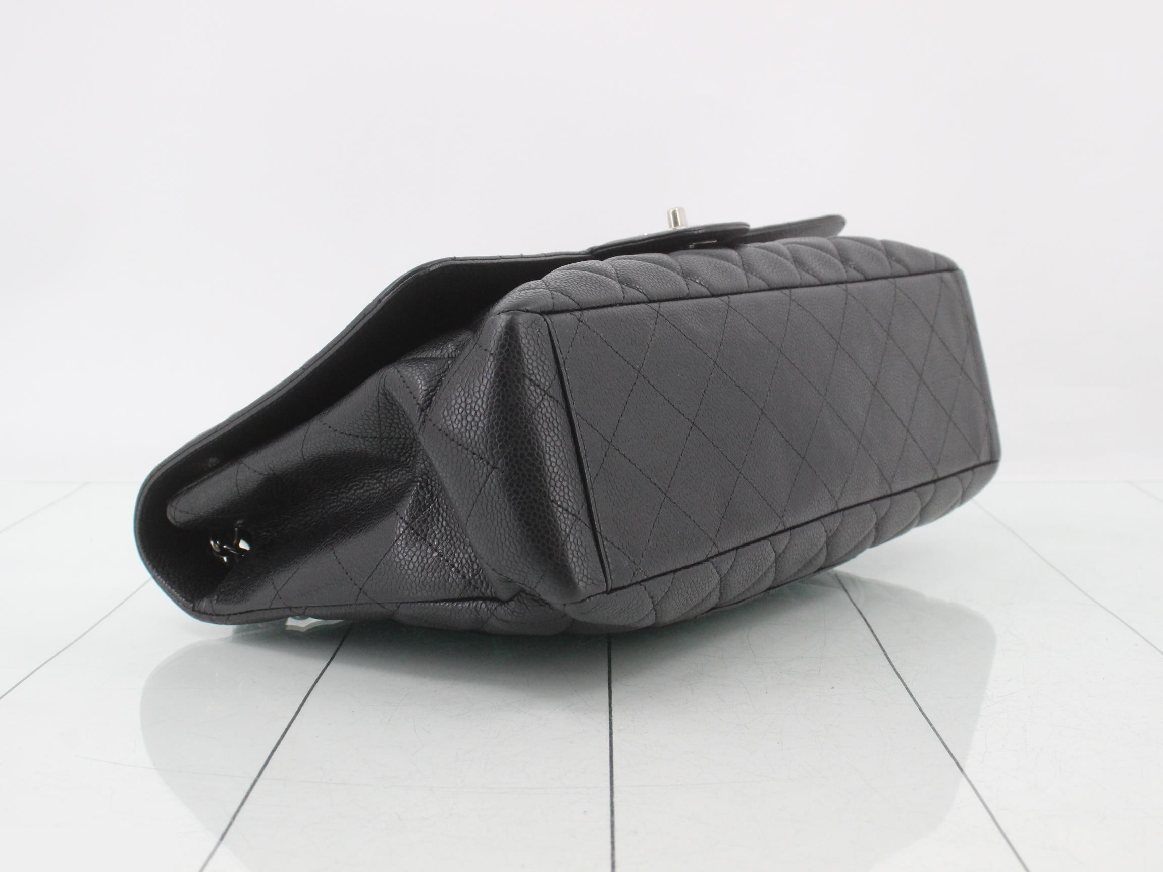 Matelassé 34 Single Flap Caviar Leather Black Silver Hardware — view 5