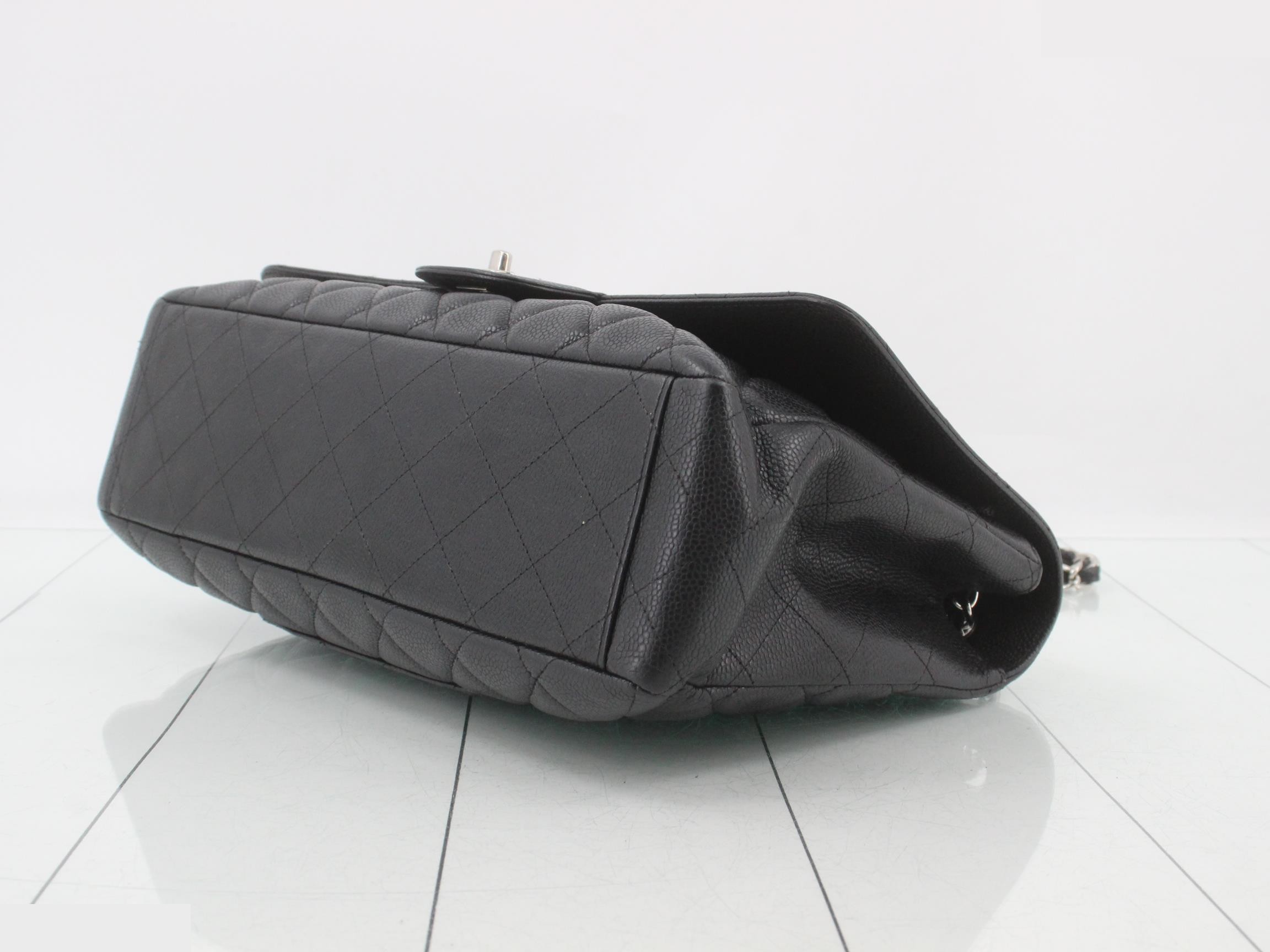 Matelassé 34 Single Flap Caviar Leather Black Silver Hardware — view 6