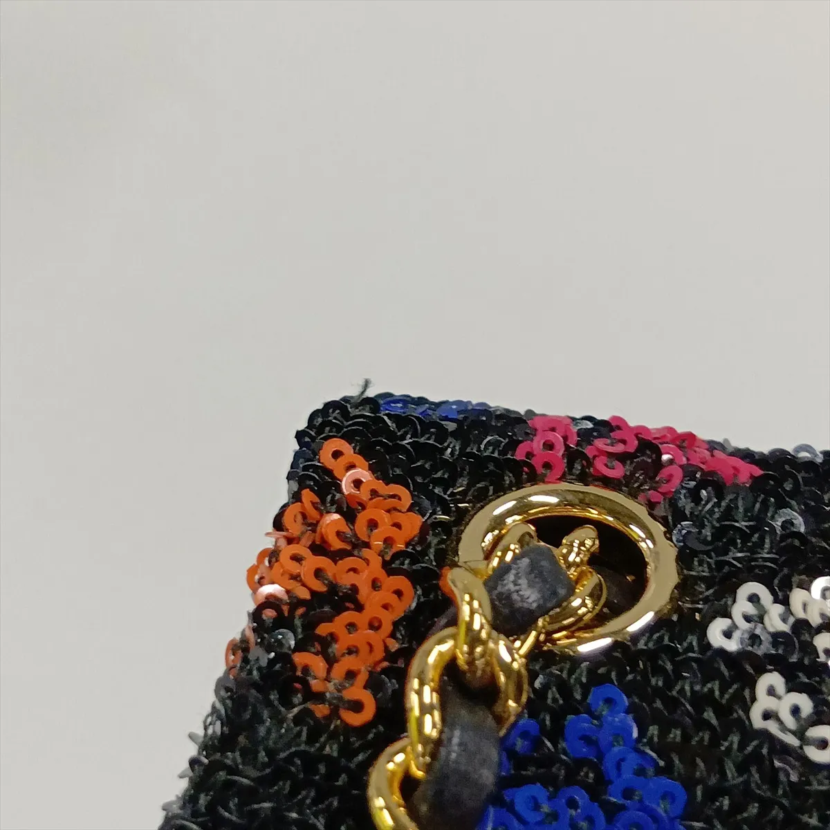 [Individually packaged] Chanel Mini Matelassé Sequin Single Flap Double Chain Bag, Black with Gold Hardware, NC37PL98, Random Plate — view 12