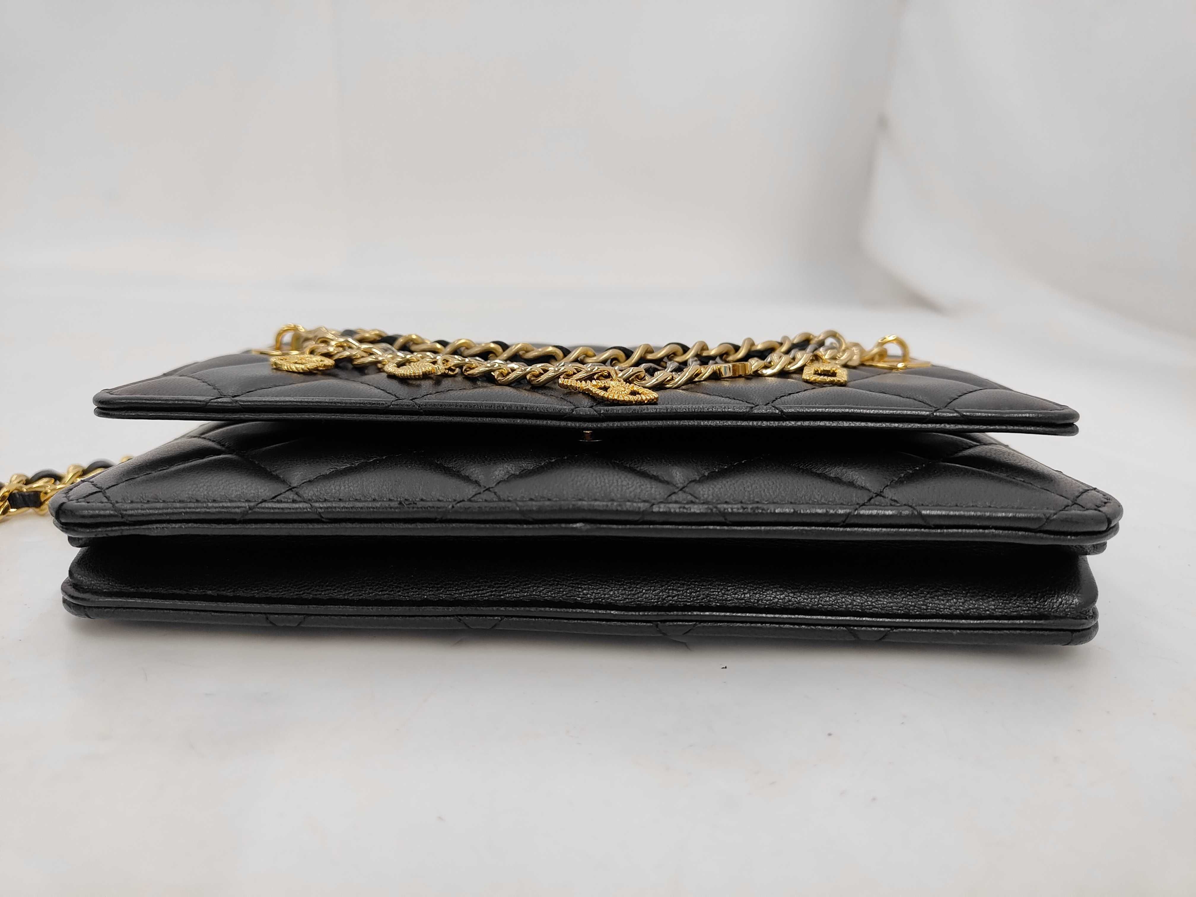 Matelassé Chain Shoulder Bag with Charm — view 6