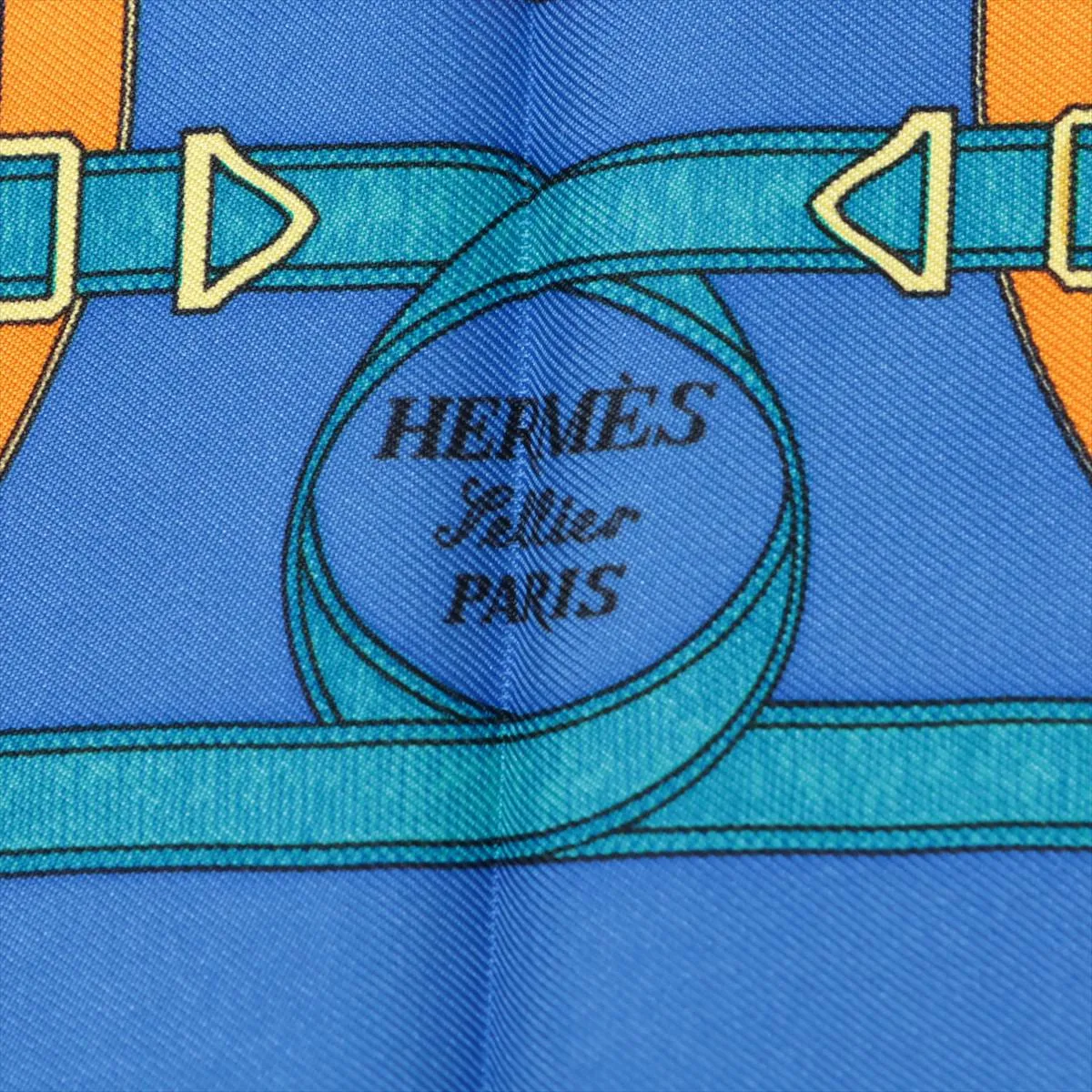 Carre 45 Eperon d'Or Golden Spur Scarf Silk Blue — view 6