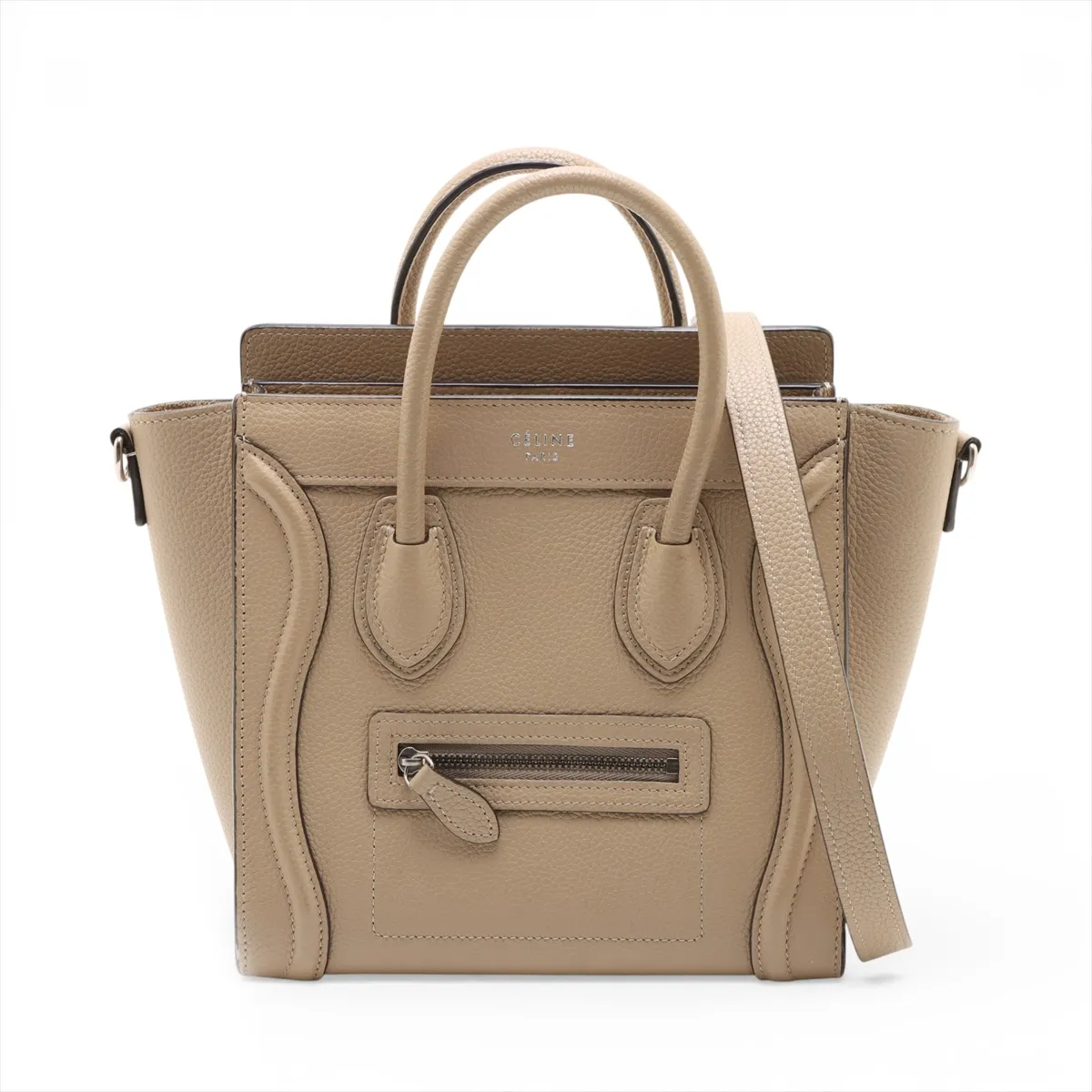 Luggage Nano Shopper Leather 2-Way Handbag, Beige