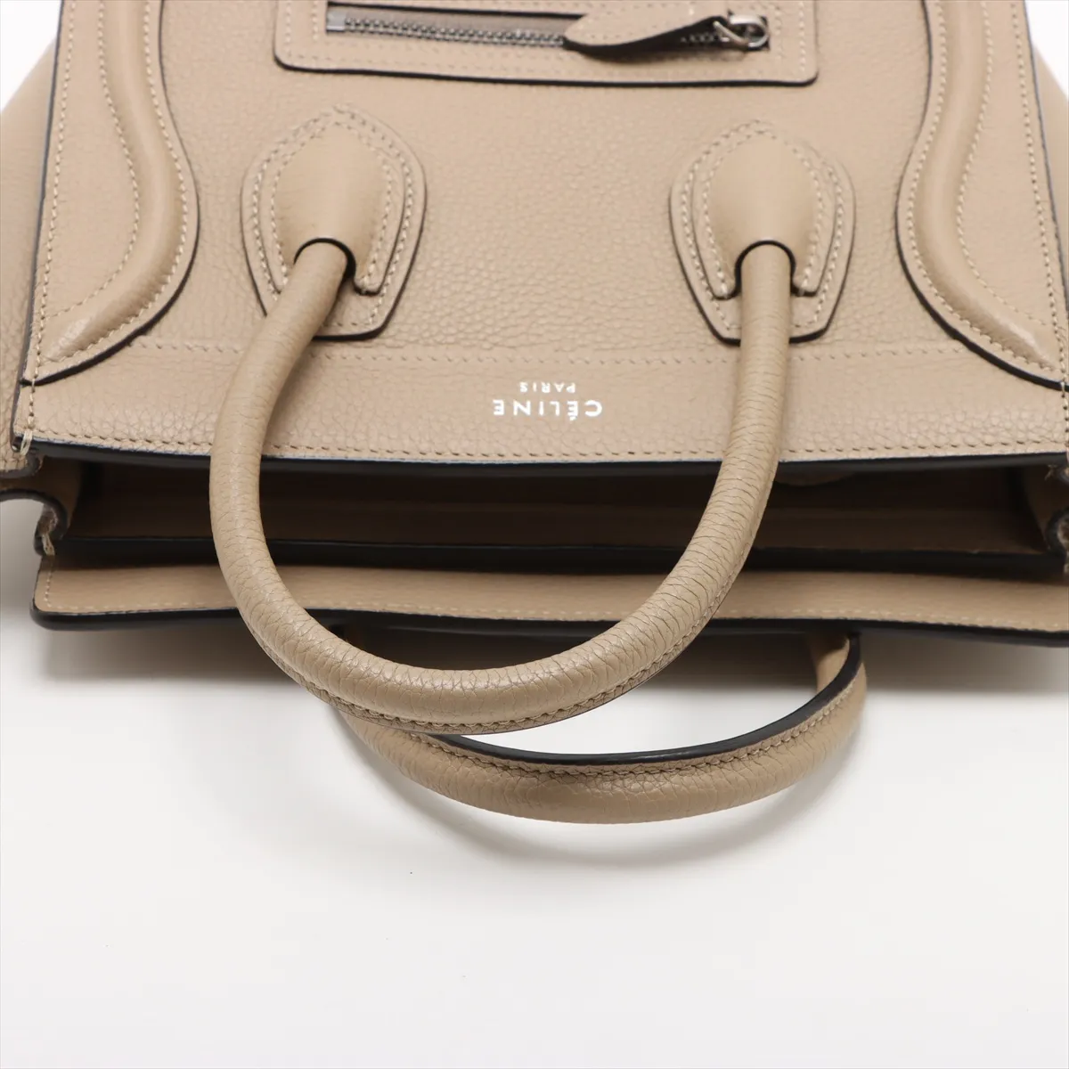 Luggage Nano Shopper Leather 2-Way Handbag, Beige — view 5