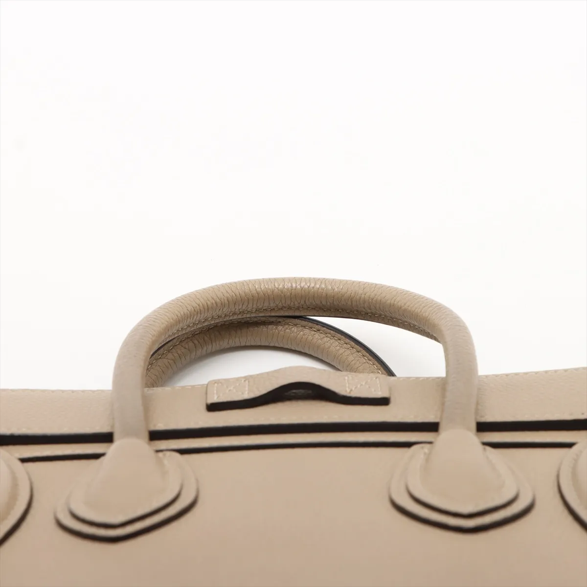 Luggage Nano Shopper Leather 2-Way Handbag, Beige — view 6