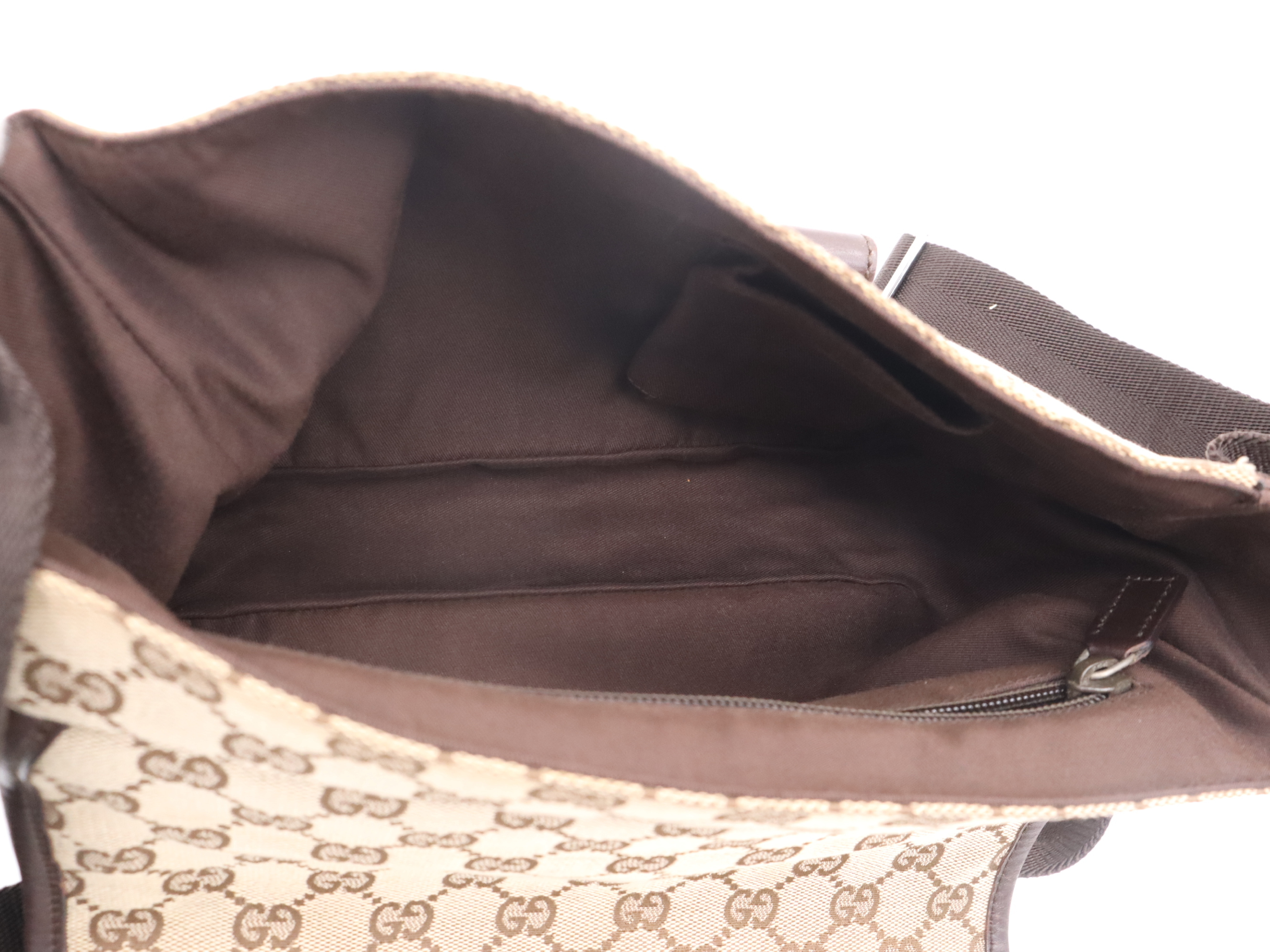 145858GG Canvas Perforated Messenger Bag, Beige — view 11