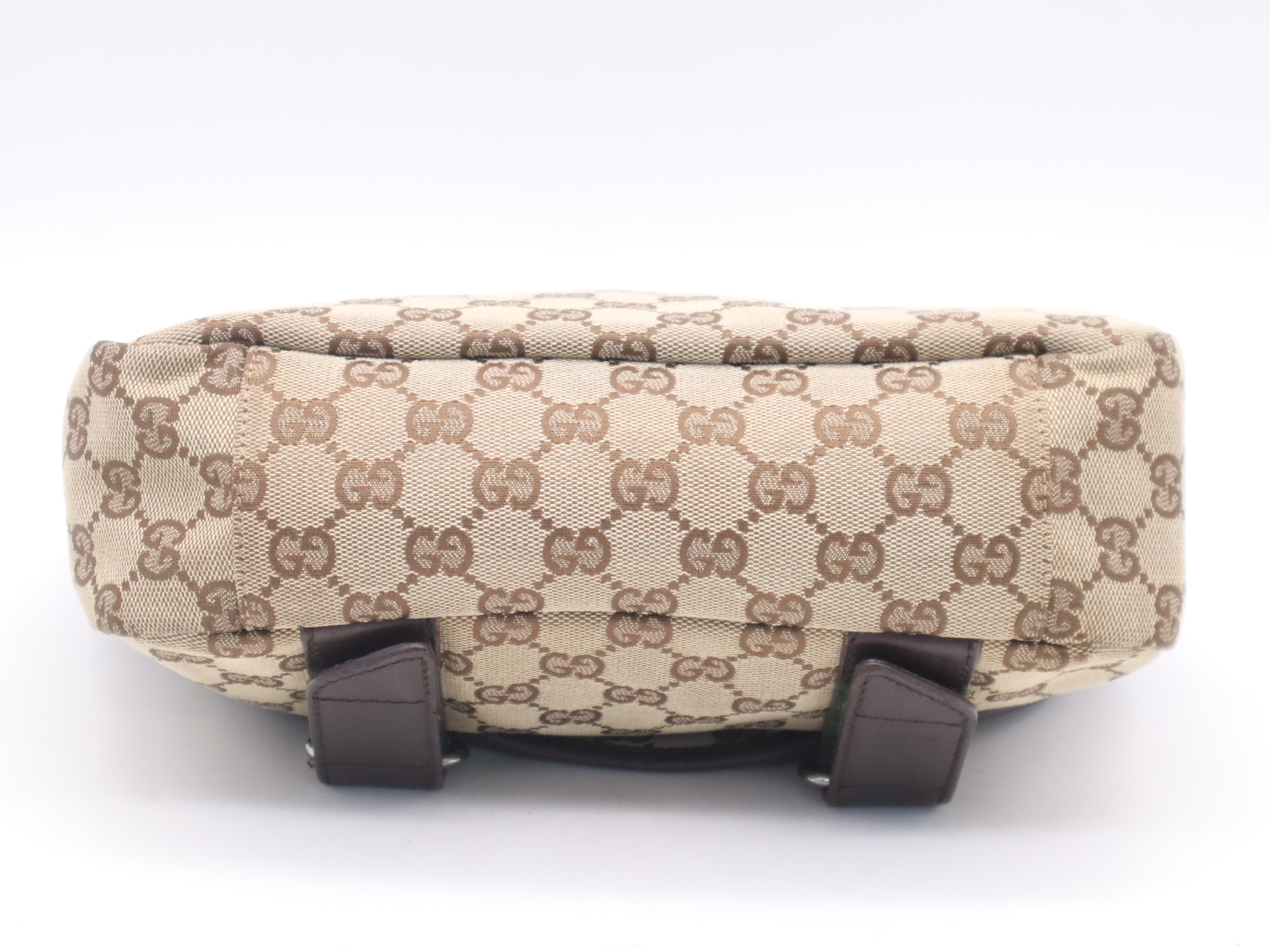 145858GG Canvas Perforated Messenger Bag, Beige — view 4