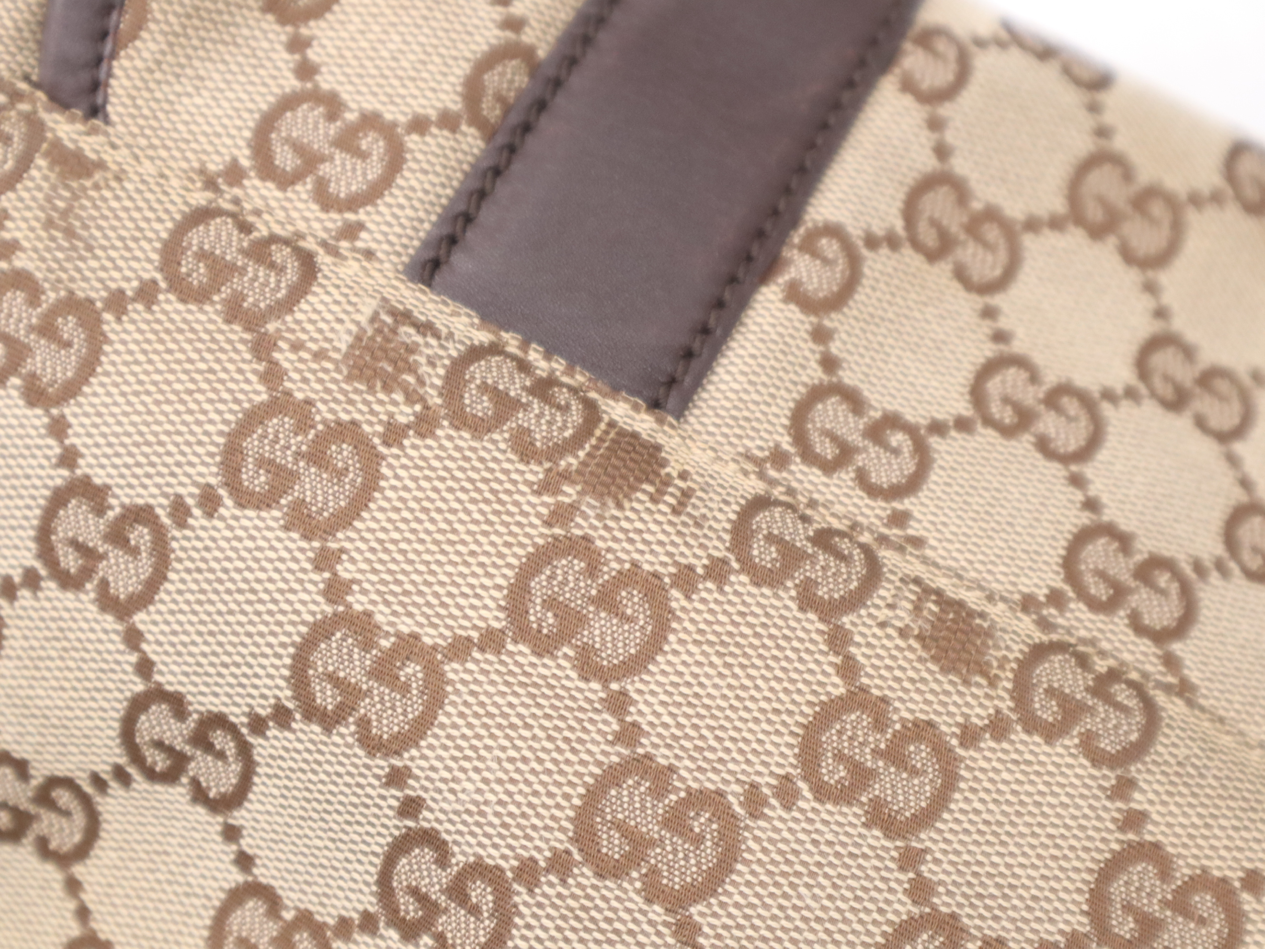 145858GG Canvas Perforated Messenger Bag, Beige — view 9