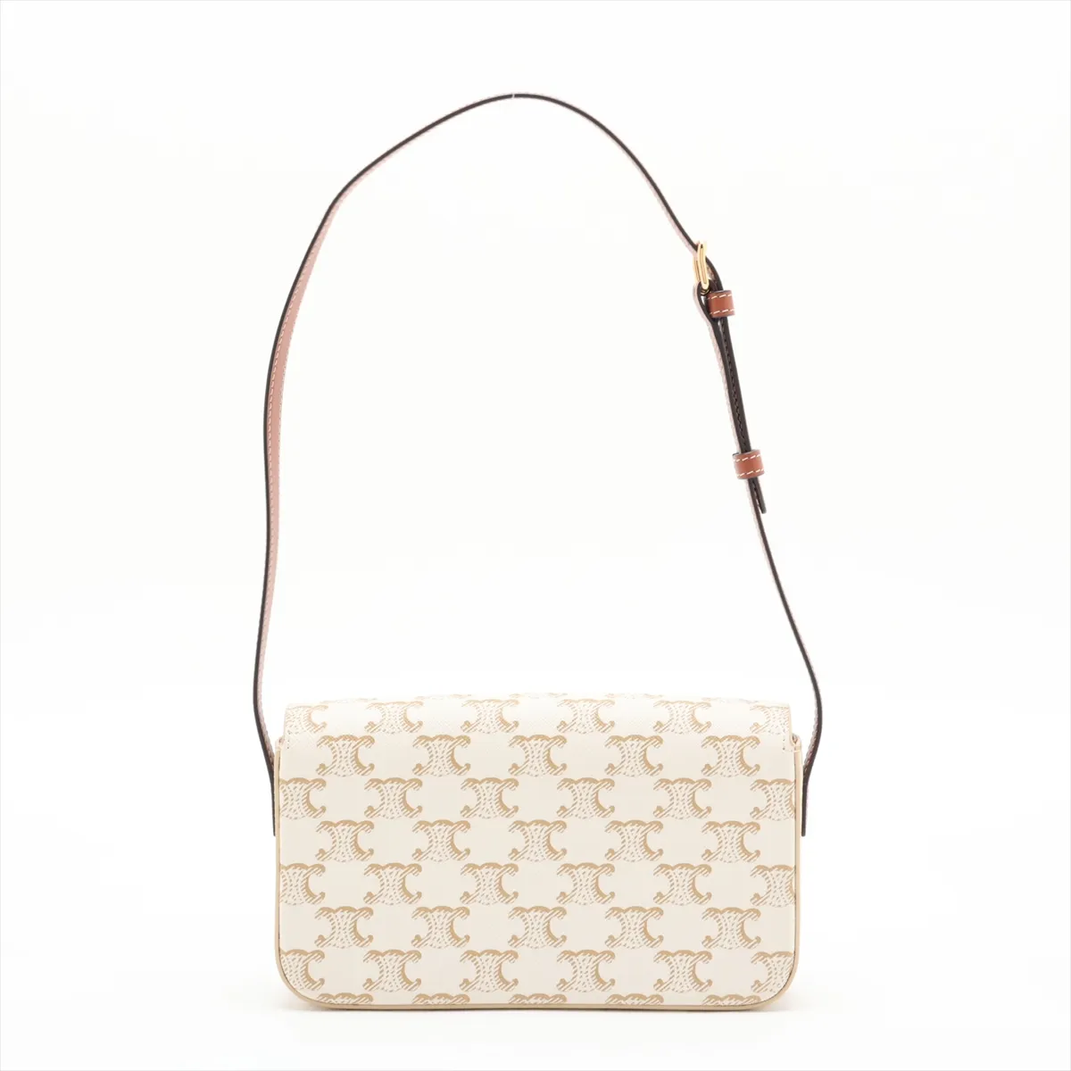 Triomphe Claude PVC Shoulder Bag, Beige — view 2