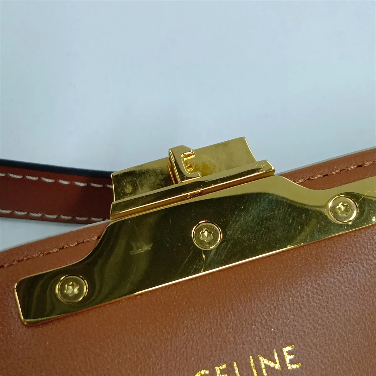 Triomphe Claude PVC Shoulder Bag, Beige — view 12