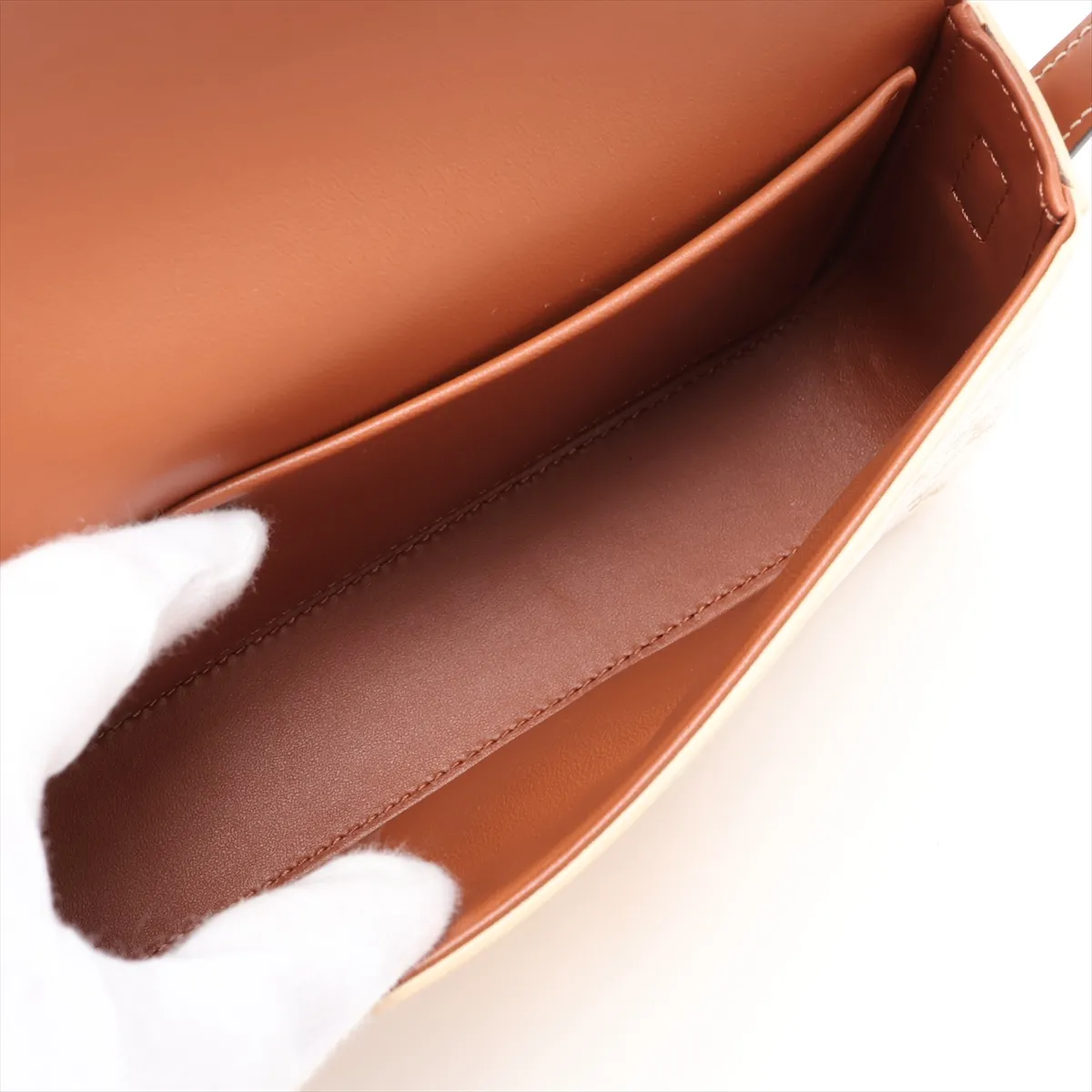 Triomphe Claude PVC Shoulder Bag, Beige — view 7