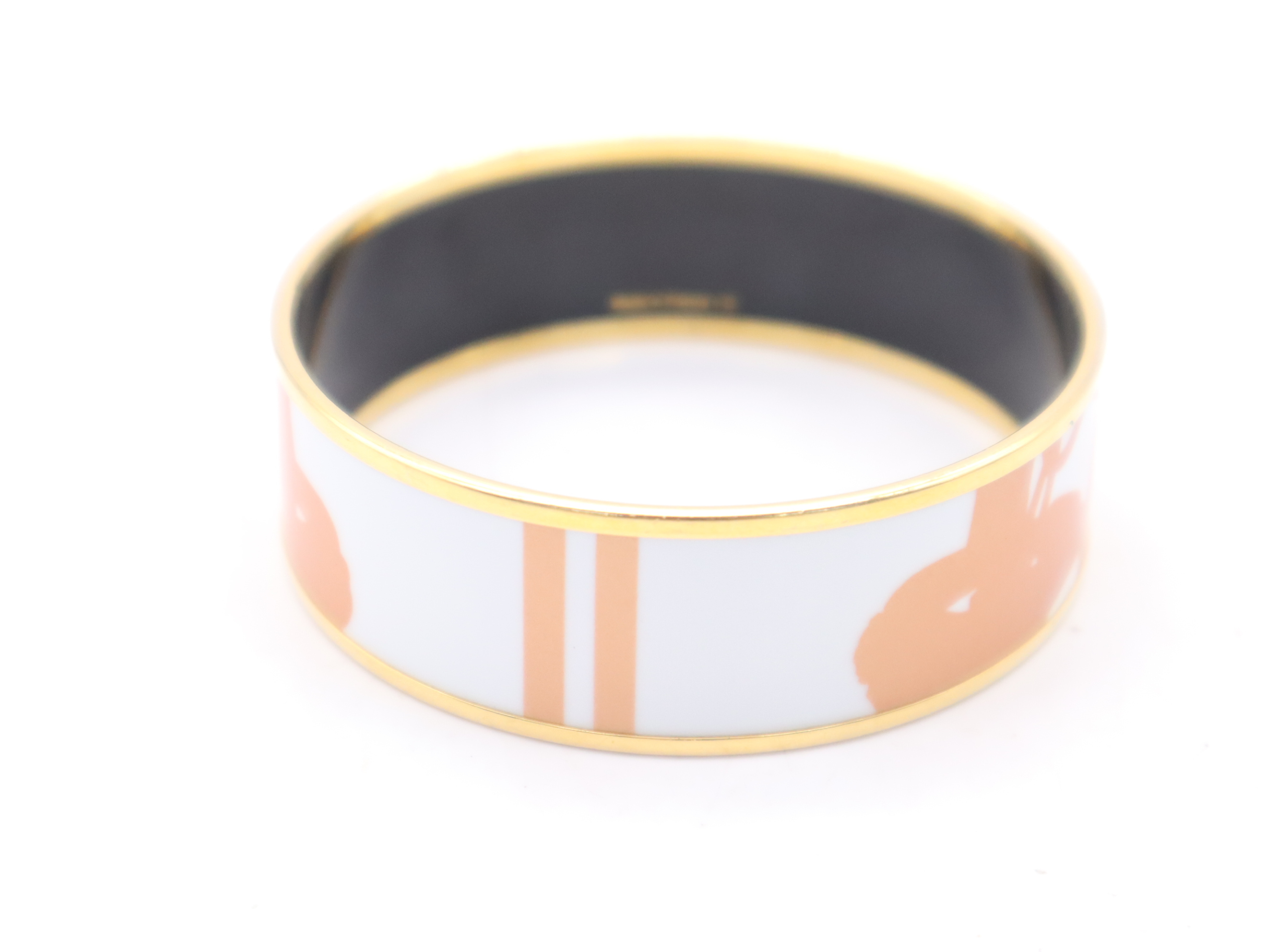 Brass Enamel GM Bangle White Black Bracelet/Bangle — view 2
