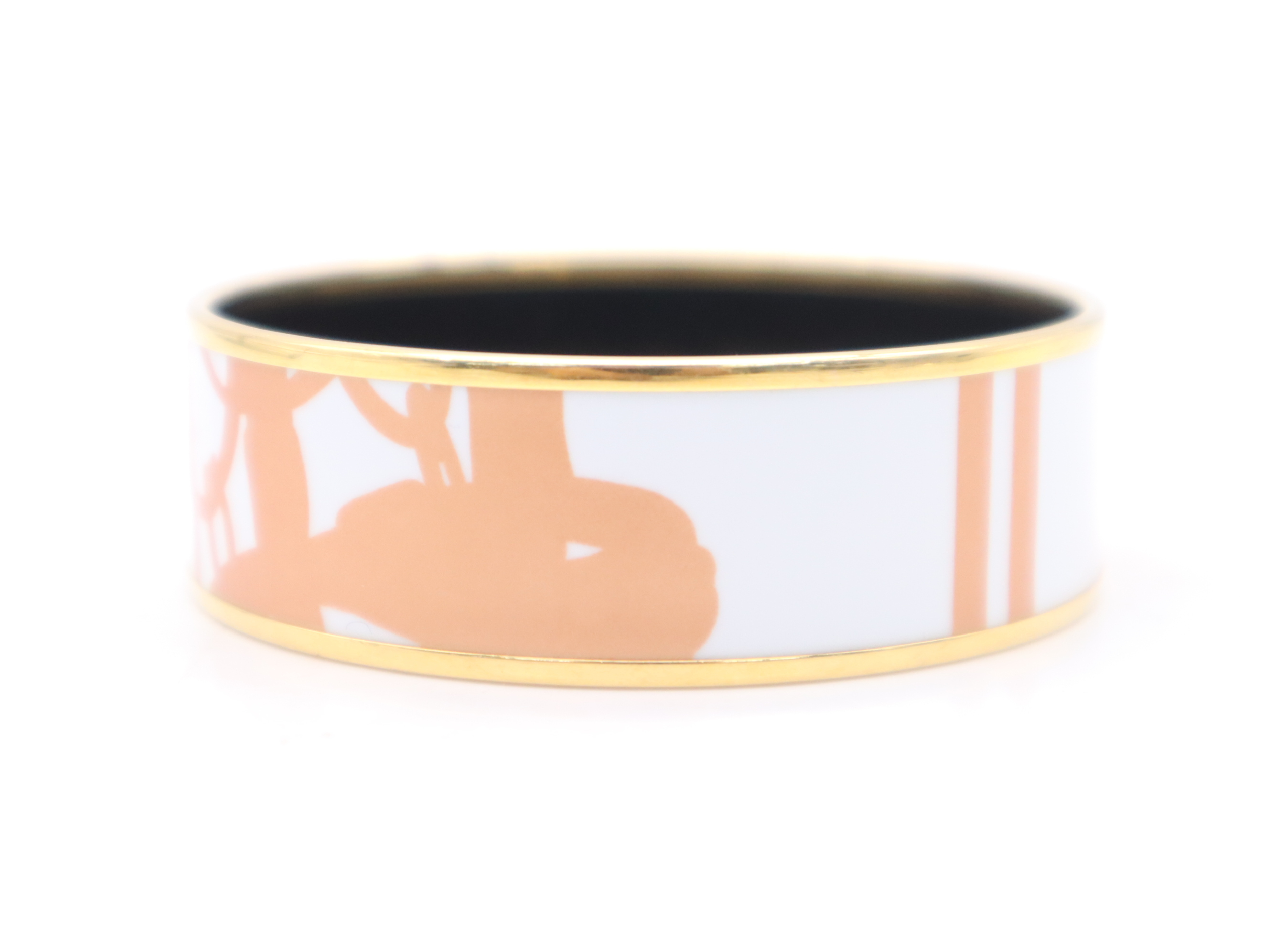 Brass Enamel GM Bangle White Black Bracelet/Bangle — view 3
