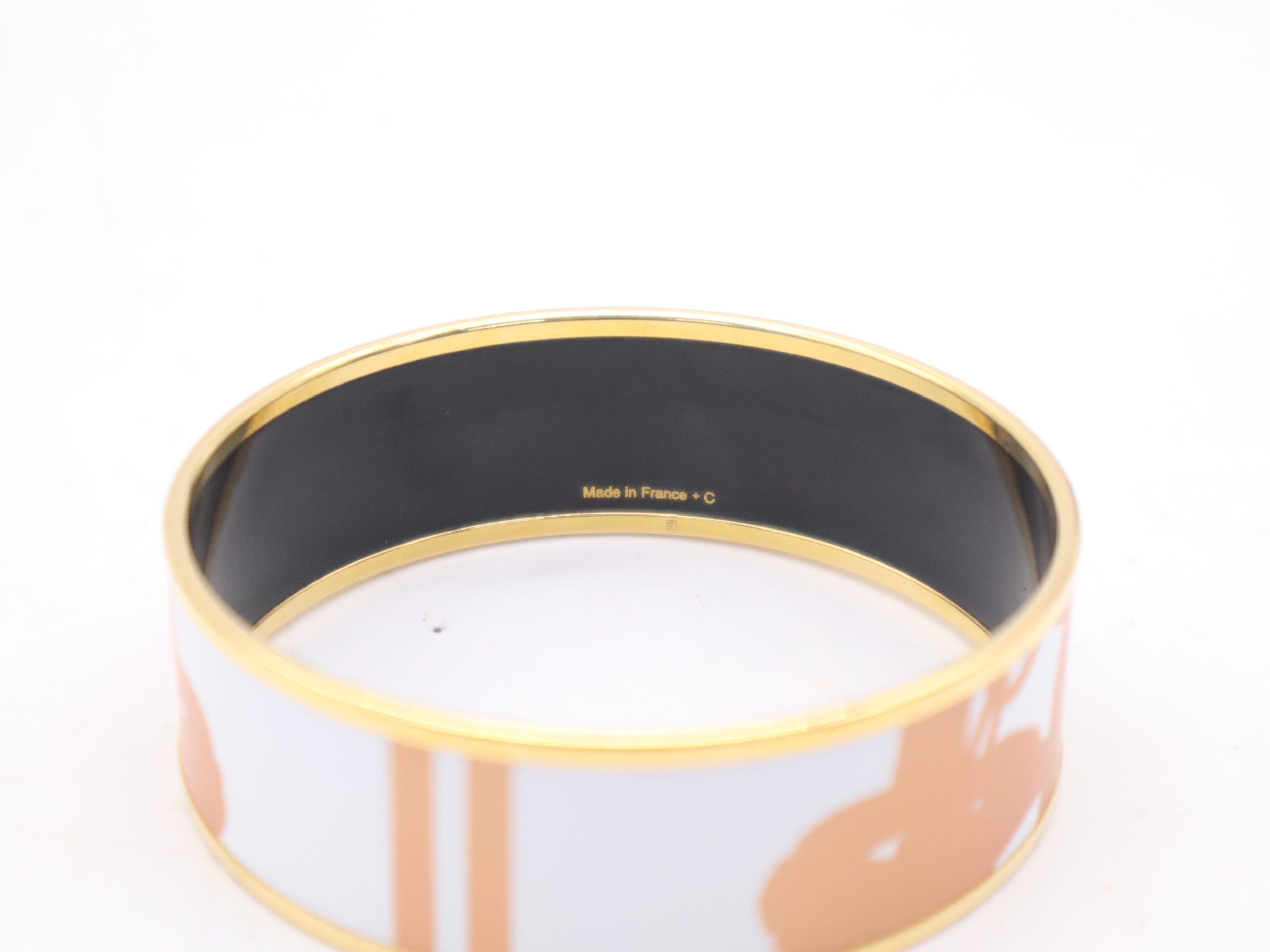 Brass Enamel GM Bangle White Black Bracelet/Bangle — view 4