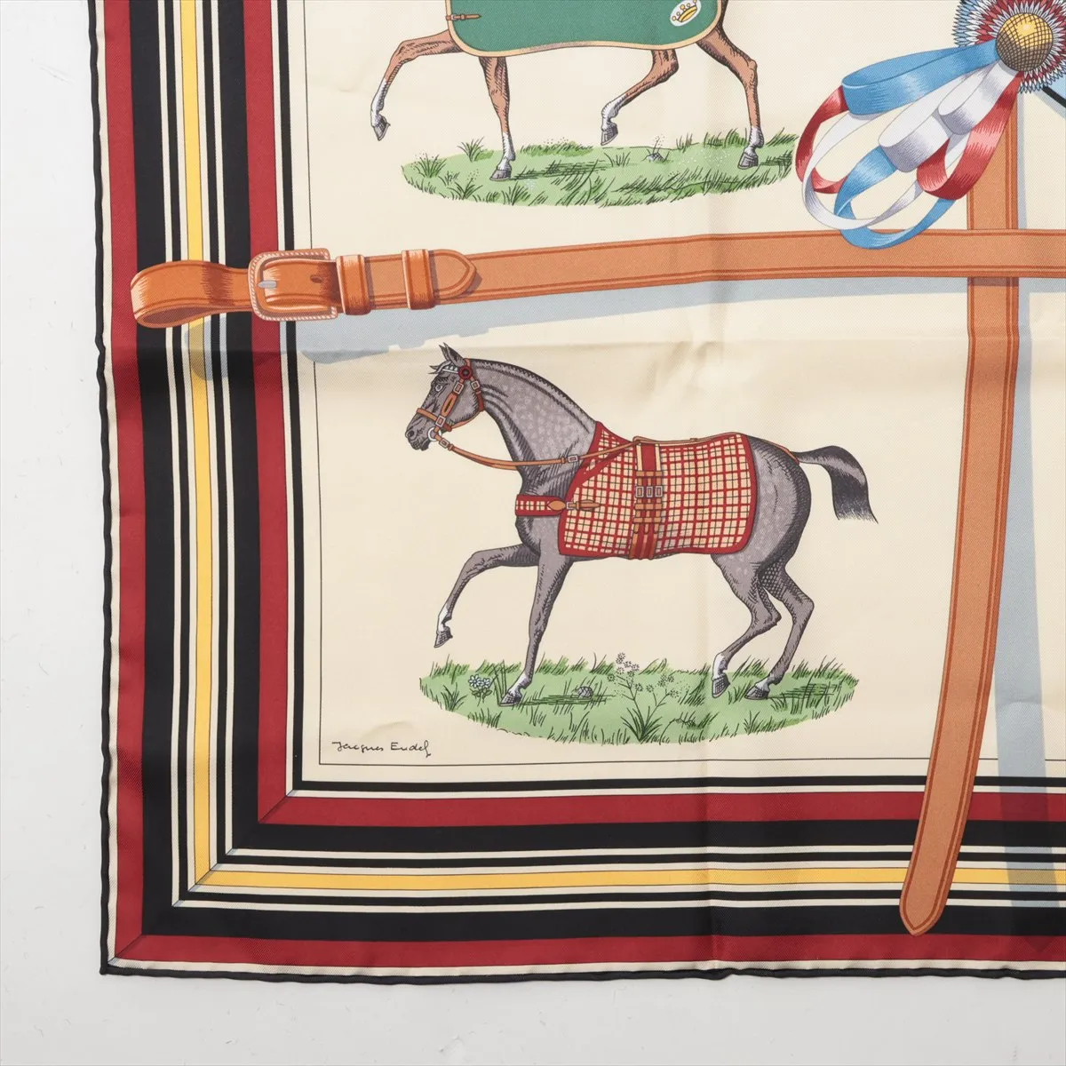 Carre 90 Couvertures et tenues de Jour (Horse Blanket Scarf), Silk, Beige, — view 5