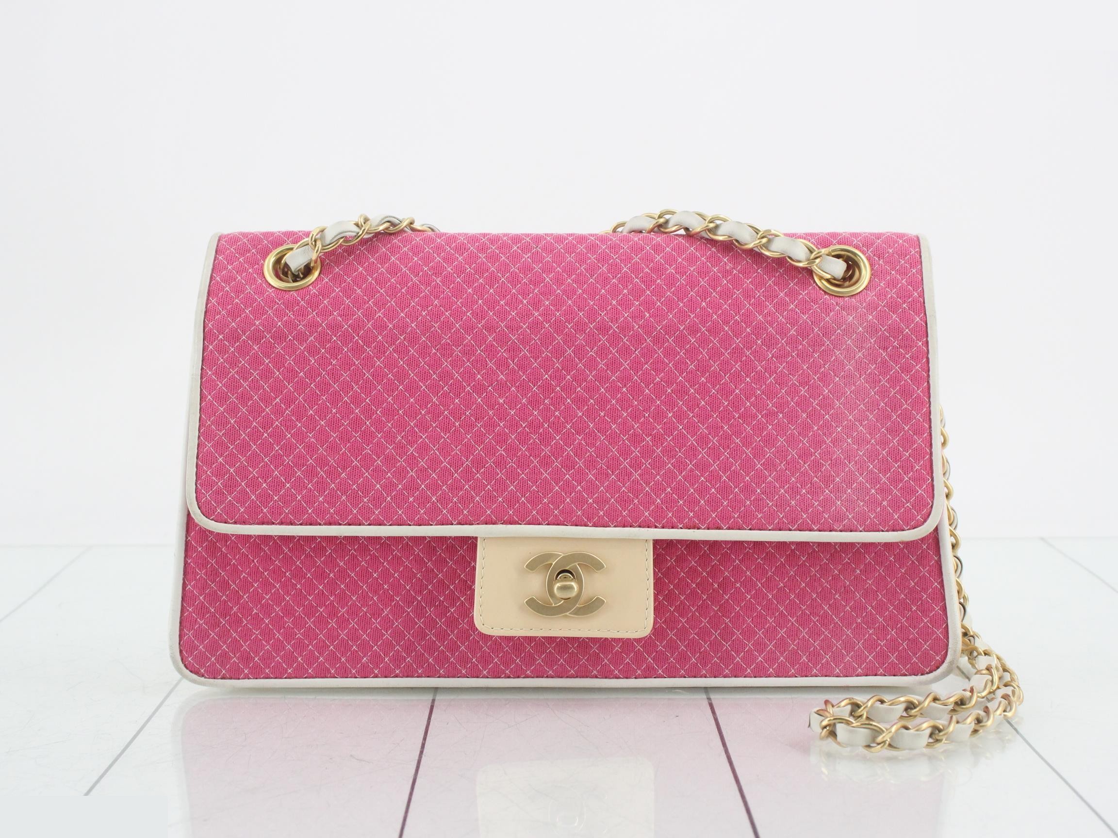 Turnlock Double Chain Shoulder Bag (Pink)