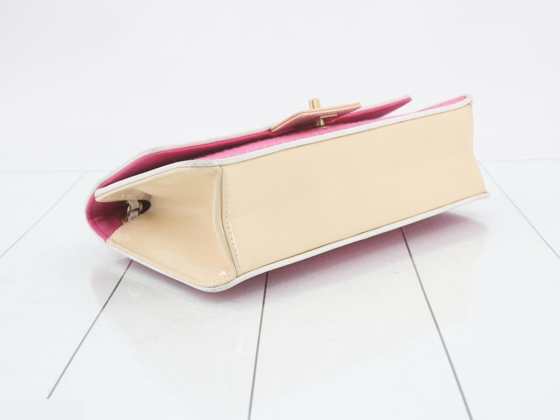 Turnlock Double Chain Shoulder Bag (Pink) — view 5