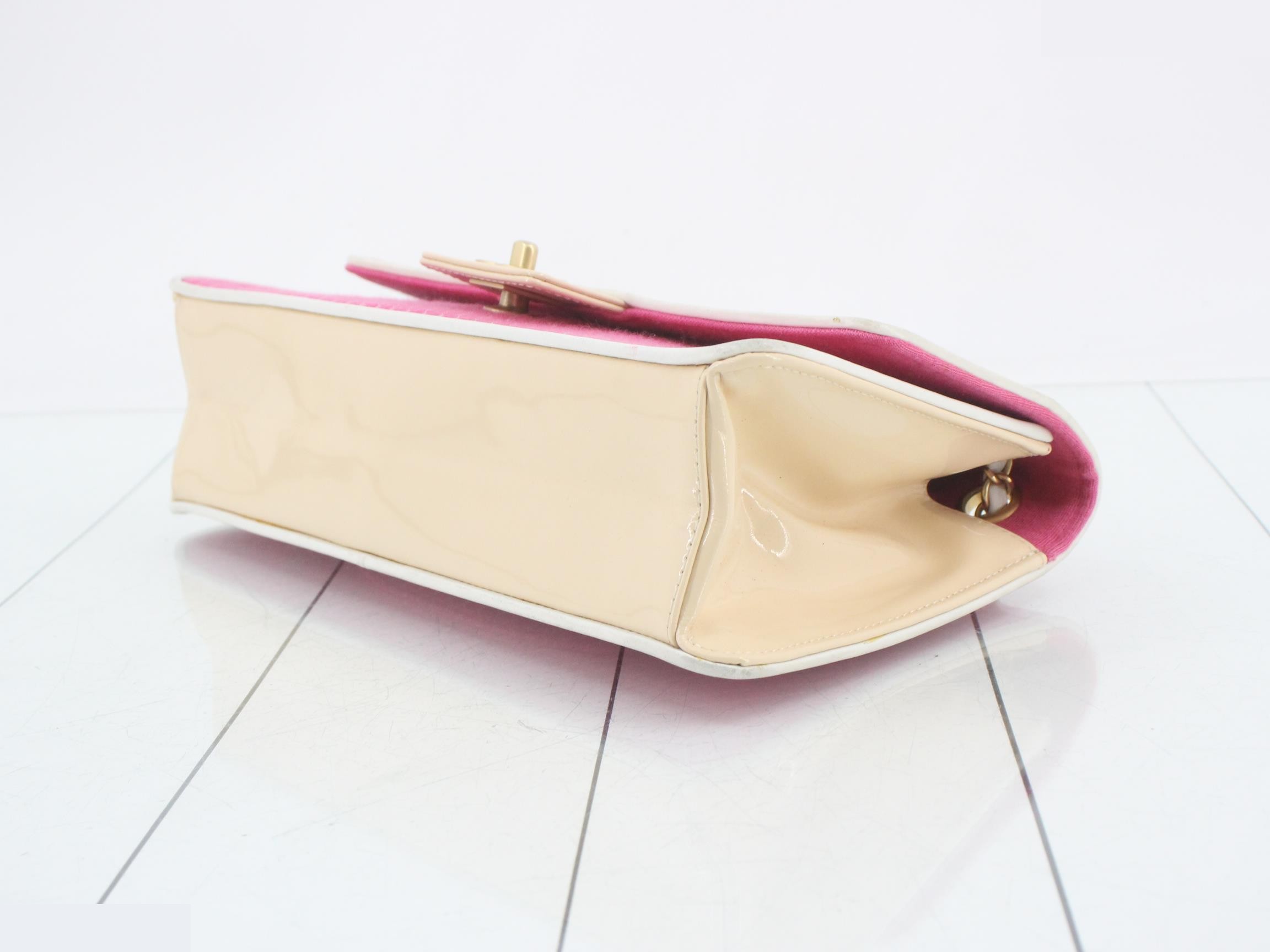Turnlock Double Chain Shoulder Bag (Pink) — view 6