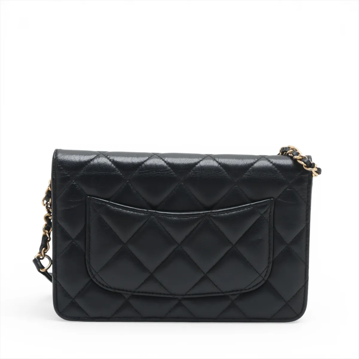 Matelasse Lambskin Chain Wallet Black Gold Hardware K38HLUTG Random Plate — view 2