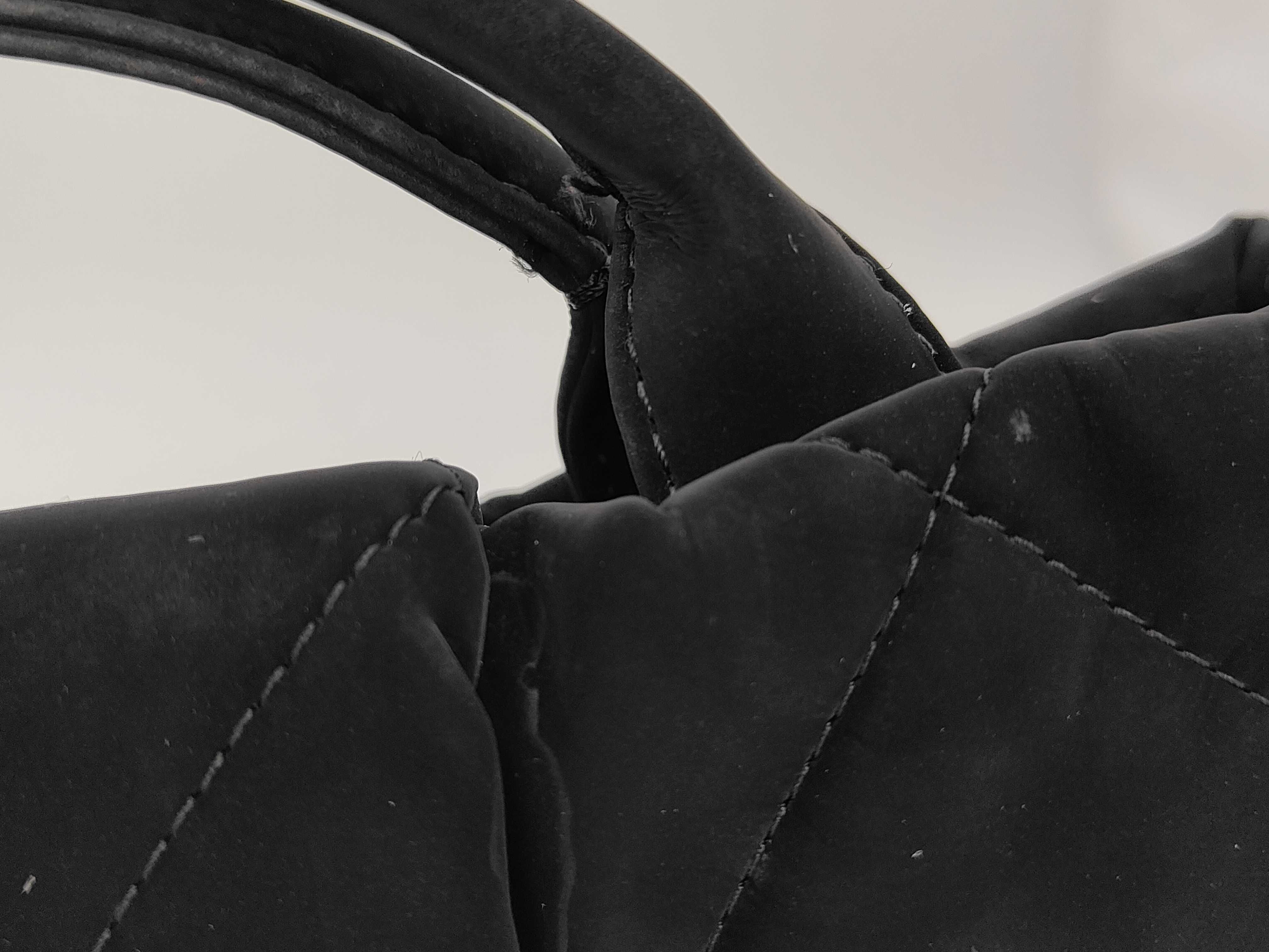 Mini Bow Bag, Velvet Effect Nylon, AS5849, Black, Gold Hardware, Shoulder Bag — view 3