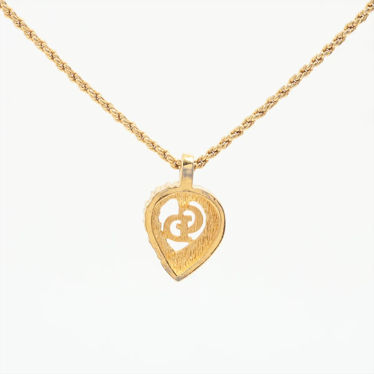 CD Logo Necklace GP x Rhinestone Gold — view 2